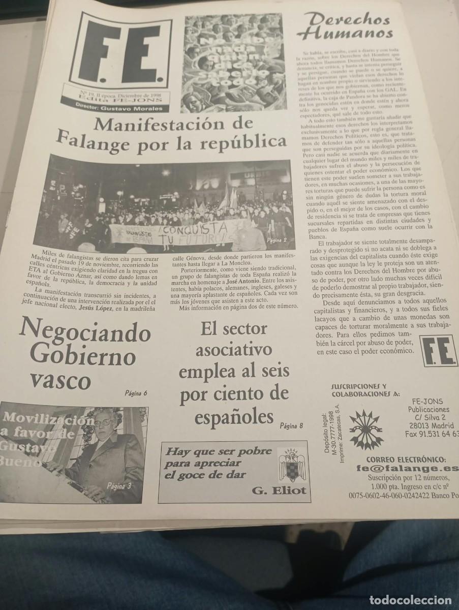 Coleccionismo de revistas y peri&oacute;dicos: REVISTA FALANGISTA FE ( N&ordm; 19 2&ordf; EPOCA) DICIEMBRE A&Ntilde;O 1998 EDITA FE-JONS REF. UR EST