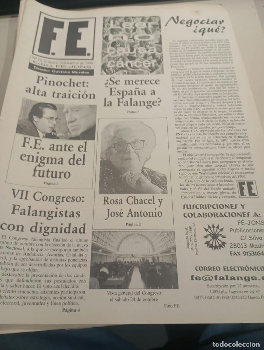 Coleccionismo de revistas y peri&oacute;dicos: REVISTA FALANGISTA FE ( N&ordm; 18 2&ordf; EPOCA) NOVIEMBRE A&Ntilde;O 1998 EDITA FE-JONS REF. UR EST