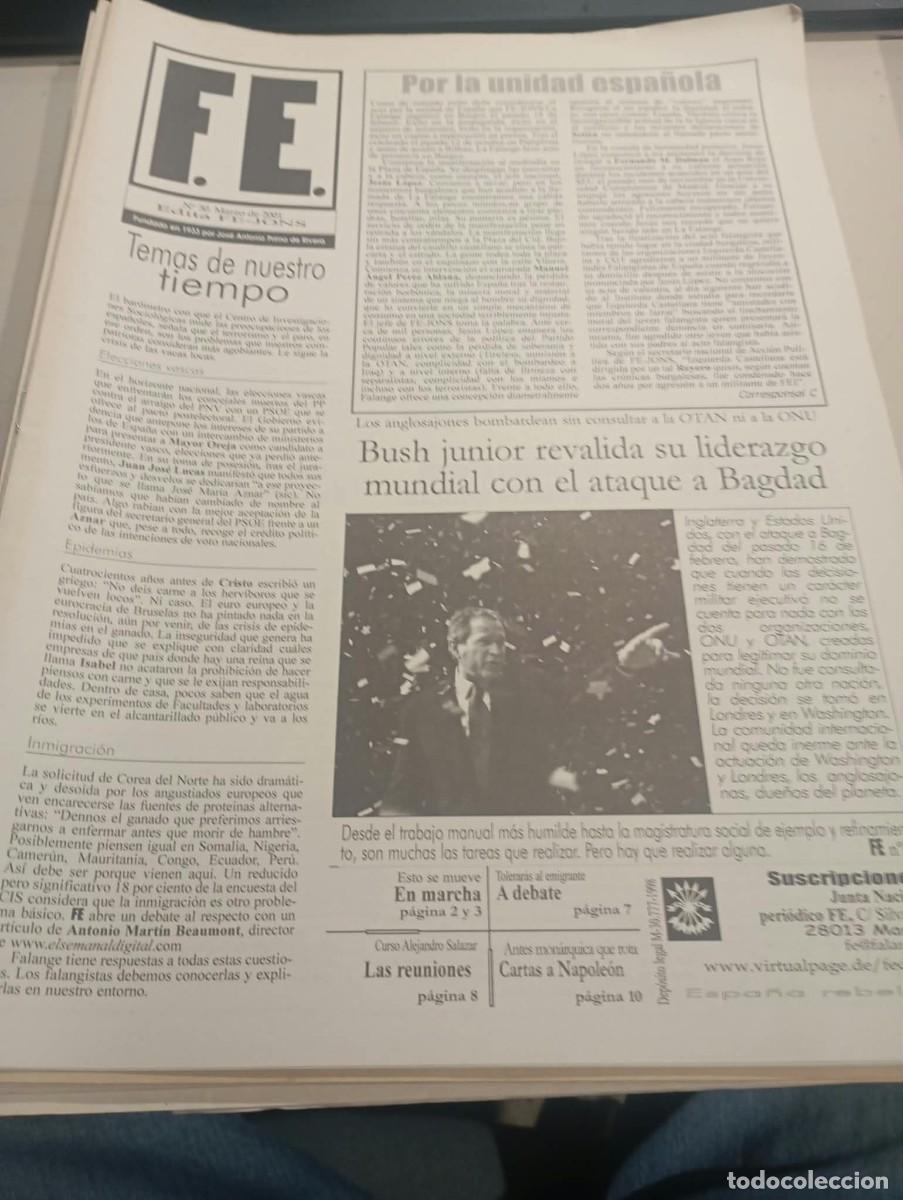 Coleccionismo de revistas y peri&oacute;dicos: REVISTA FALANGISTA FE N&ordm; 30 MARZO A&Ntilde;O 2001 EDITA FE-JONS REF. UR EST