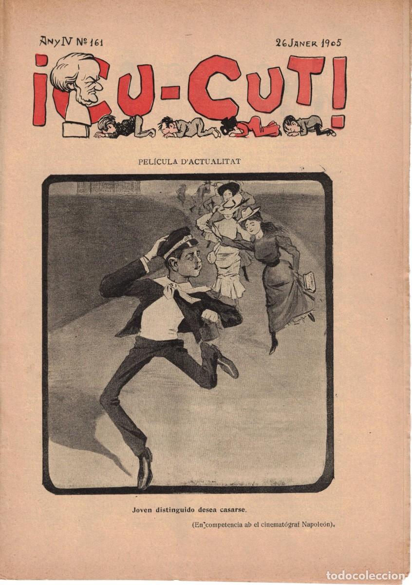 Coleccionismo de revistas y peri&oacute;dicos: &iexcl; CU-CUT ! - Setmanari sat&iacute;ric - n&ordm; 161 - 26 Janer 1905 en Catalan - Opisso, Cornet con vi&ntilde;eta