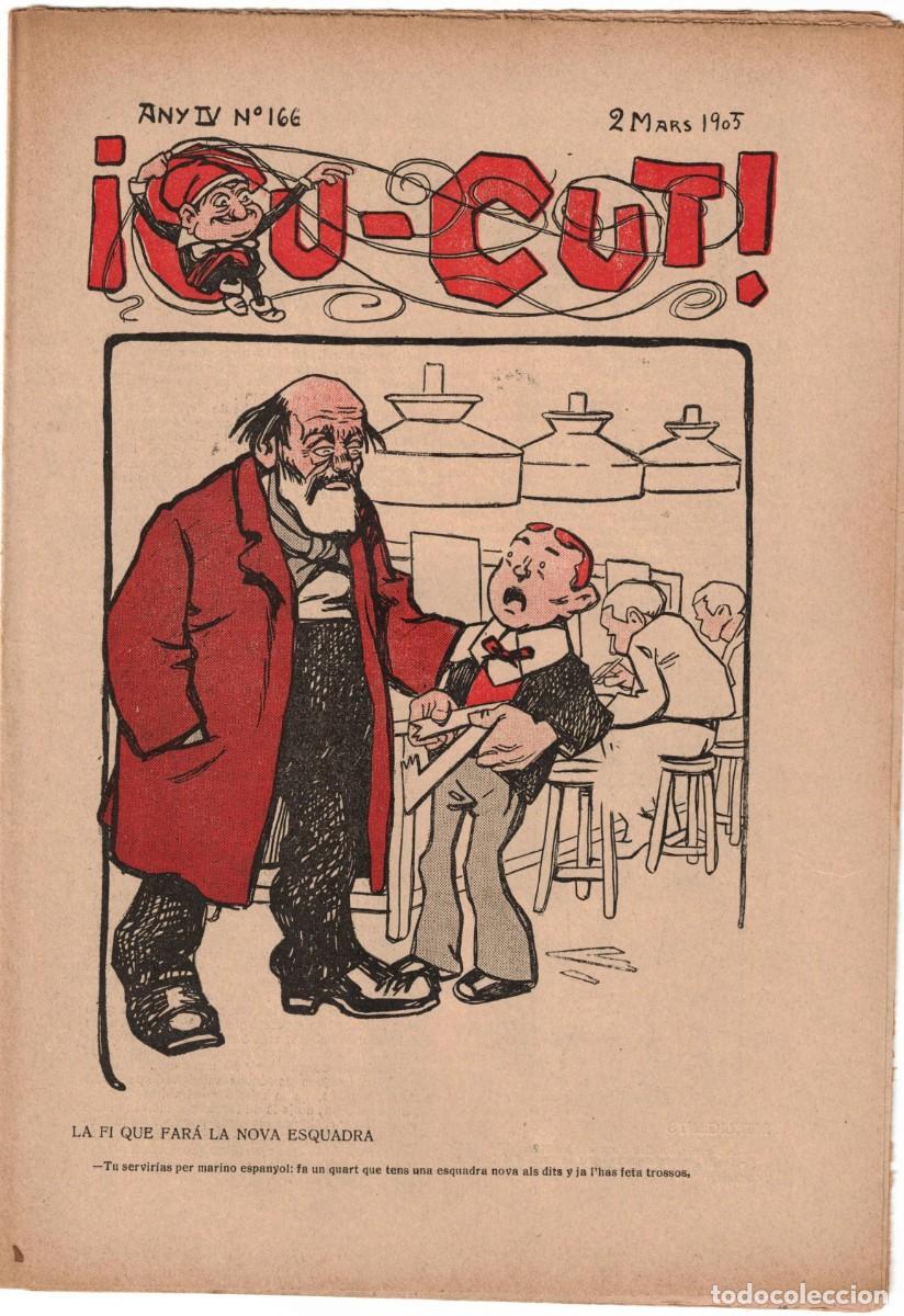 Coleccionismo de revistas y peri&oacute;dicos: &iexcl; CU-CUT ! - Setmanari sat&iacute;ric - n&ordm; 166 - 2 Mars 1905 en Catalan - Opisso, Cornet con vi&ntilde;eta