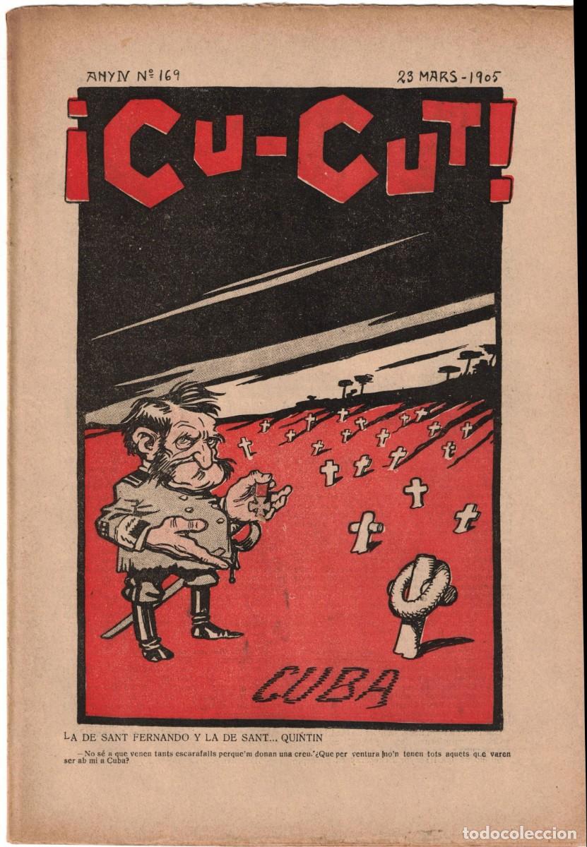 Coleccionismo de revistas y peri&oacute;dicos: &iexcl; CU-CUT ! - Setmanari sat&iacute;ric - n&ordm; 169 - 23 Mars 1905 en Catalan - Opisso, Cornet con vi&ntilde;eta