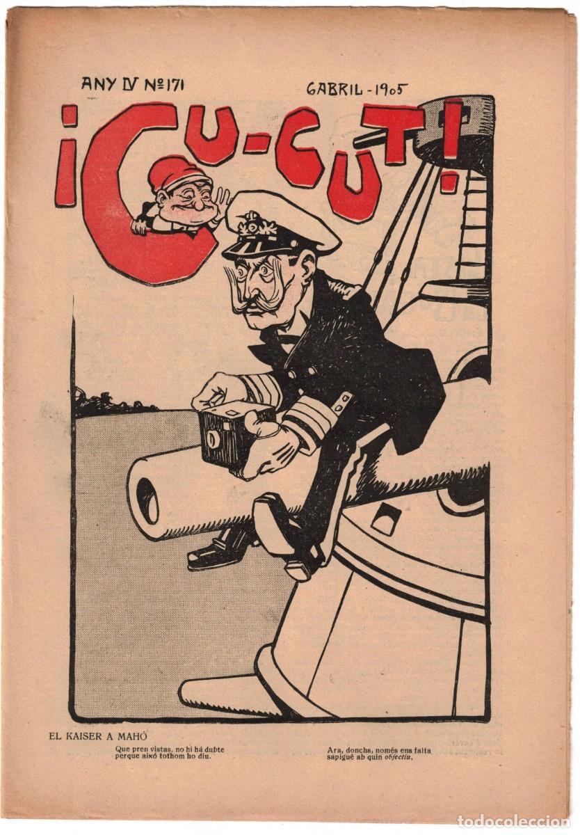 Coleccionismo de revistas y peri&oacute;dicos: &iexcl; CU-CUT ! - Setmanari sat&iacute;ric - n&ordm; 171 - 6 Abril 1905 en Catalan - Opisso, Cornet con vi&ntilde;eta