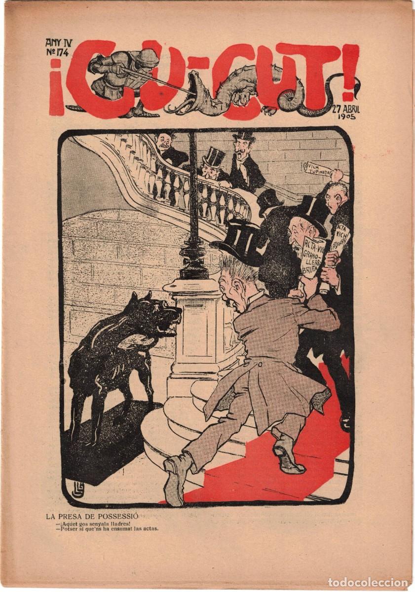 Coleccionismo de revistas y peri&oacute;dicos: &iexcl; CU-CUT ! - Setmanari sat&iacute;ric - n&ordm; 174 - 27 Abril 1905 en Catalan - Opisso, Cornet con vi&ntilde;eta