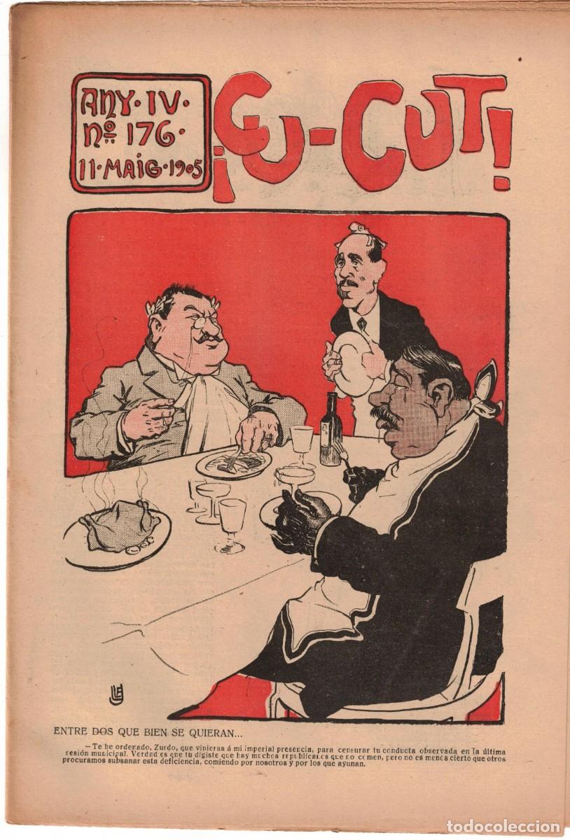 Coleccionismo de revistas y peri&oacute;dicos: &iexcl; CU-CUT ! - Setmanari sat&iacute;ric - n&ordm; 176 - 11 maig 1905 en Catalan - Opisso, Cornet con vi&ntilde;eta