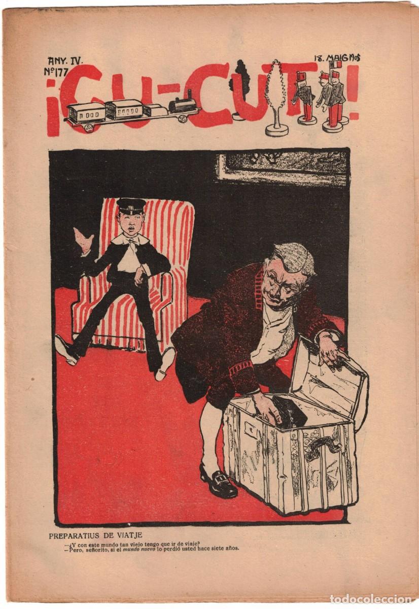 Coleccionismo de revistas y peri&oacute;dicos: &iexcl; CU-CUT ! - Setmanari sat&iacute;ric - n&ordm; 177 - 18 maig 1905 en Catalan - Opisso, Cornet con vi&ntilde;eta