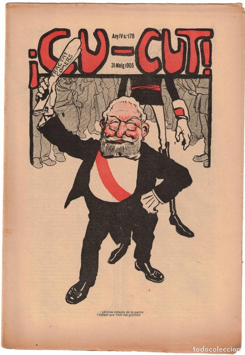 Coleccionismo de revistas y peri&oacute;dicos: &iexcl; CU-CUT ! - Setmanari sat&iacute;ric - n&ordm; 179 - 31 maig 1905 en Catalan - Opisso, Cornet con vi&ntilde;eta