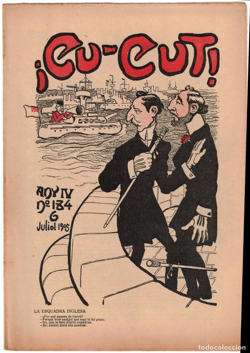 Coleccionismo de revistas y peri&oacute;dicos: &iexcl; CU-CUT ! - Setmanari sat&iacute;ric - n&ordm; 184 - 6 Juliol 1905 en Catalan - Opisso, Cornet con vi&ntilde;eta