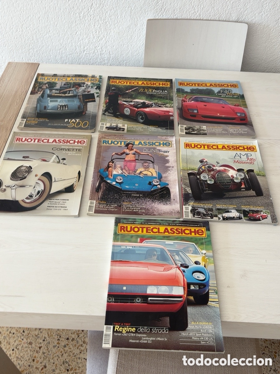 Coleccionismo de revistas y peri&oacute;dicos: Lote 7 revistas Ruoteclassiche Ferrari F40 Fiat 500 Corvette