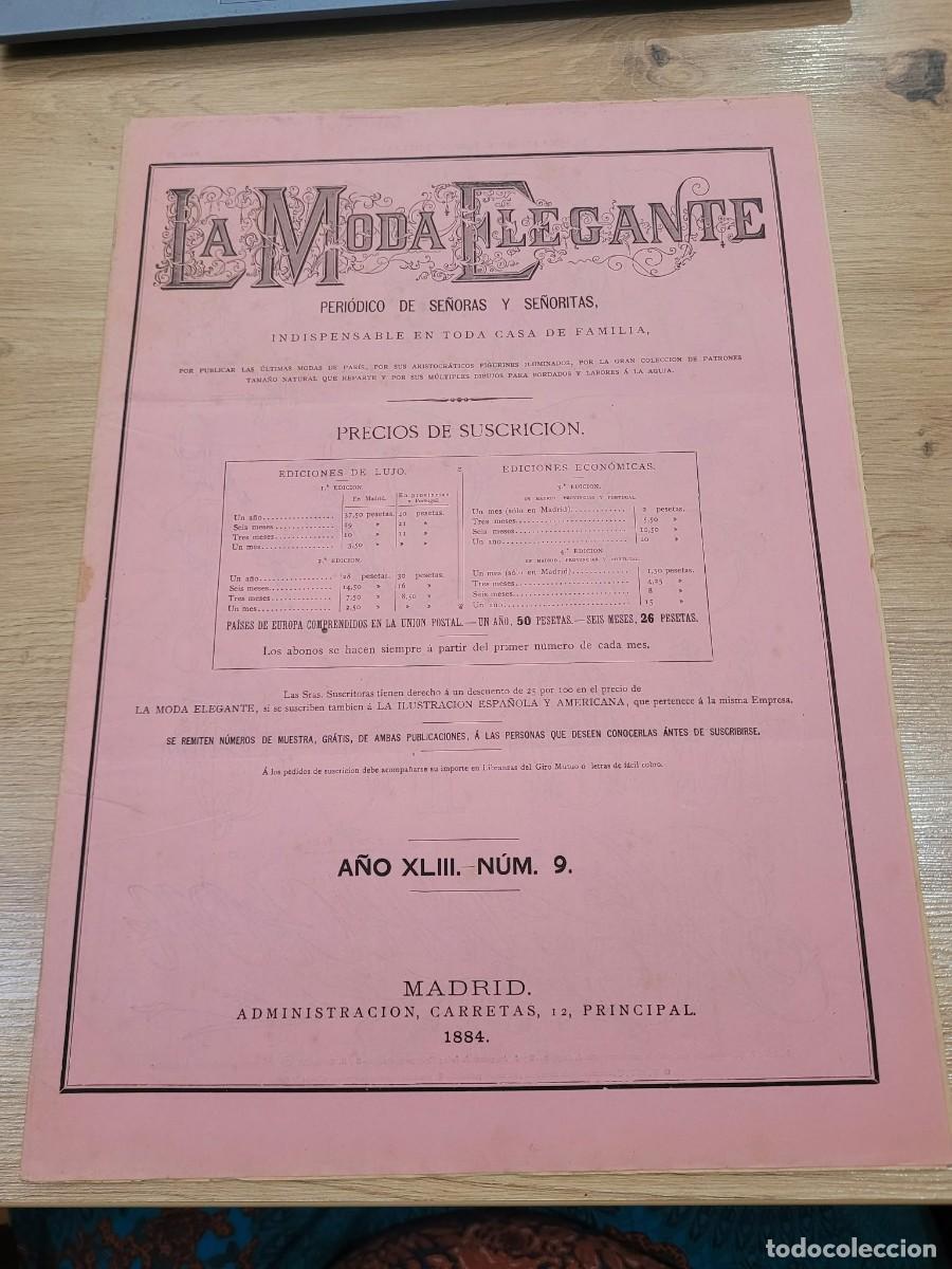 Coleccionismo de revistas y peri&oacute;dicos: REVISTA LA MODA ELEGANTE N.9 MADRID 1884 PATRONES COSTURA Y BORDADO
