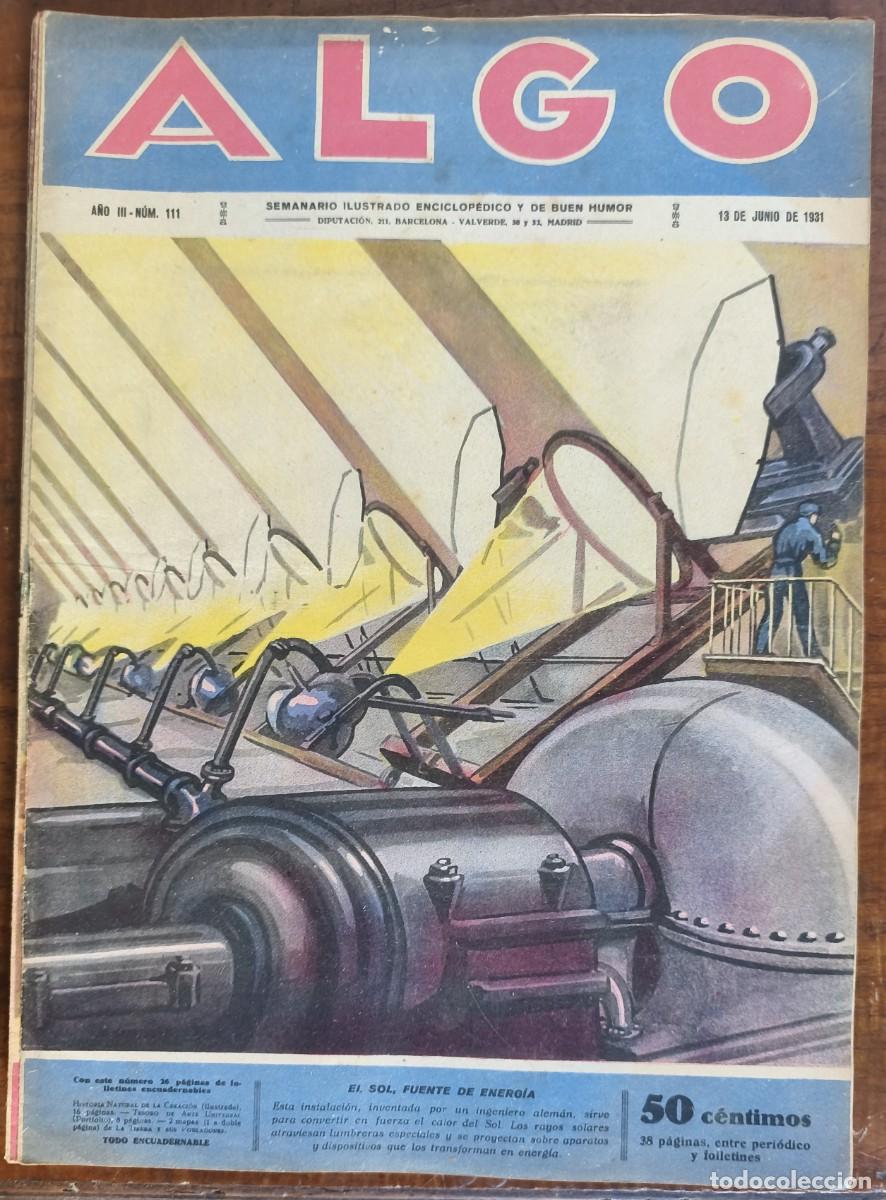 Coleccionismo de revistas y peri&oacute;dicos: ALGO-SEMANARIO ILUSTRADO ENCICLOP&Eacute;DICO Y DE BUEN HUMOR-N&ordm;111 EL SOL ... 13/06/1931