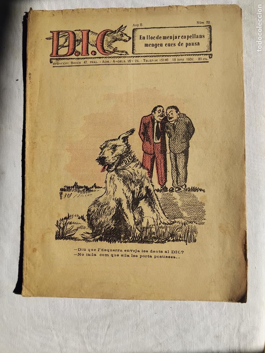 Coleccionismo de revistas y peri&oacute;dicos: D.I.C. N&ordm; 52. REVISTA POLITICO HUMORISTICA. 18 JUNY 1932