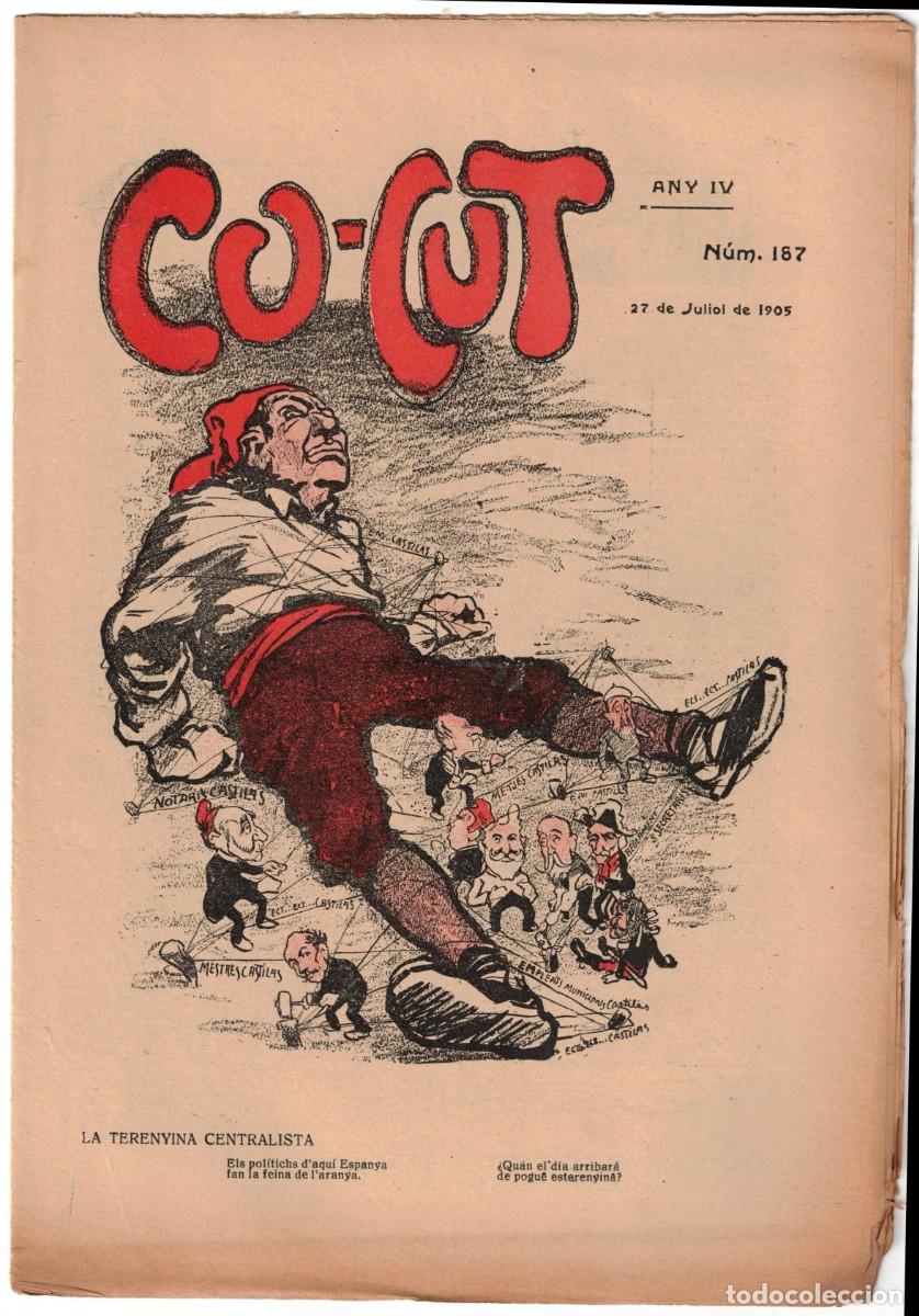 Coleccionismo de revistas y peri&oacute;dicos: &iexcl; CU-CUT ! - Setmanari sat&iacute;ric - n&ordm; 187 - 27 Juliol 1905 en Catalan - Opisso, Cornet con vi&ntilde;eta