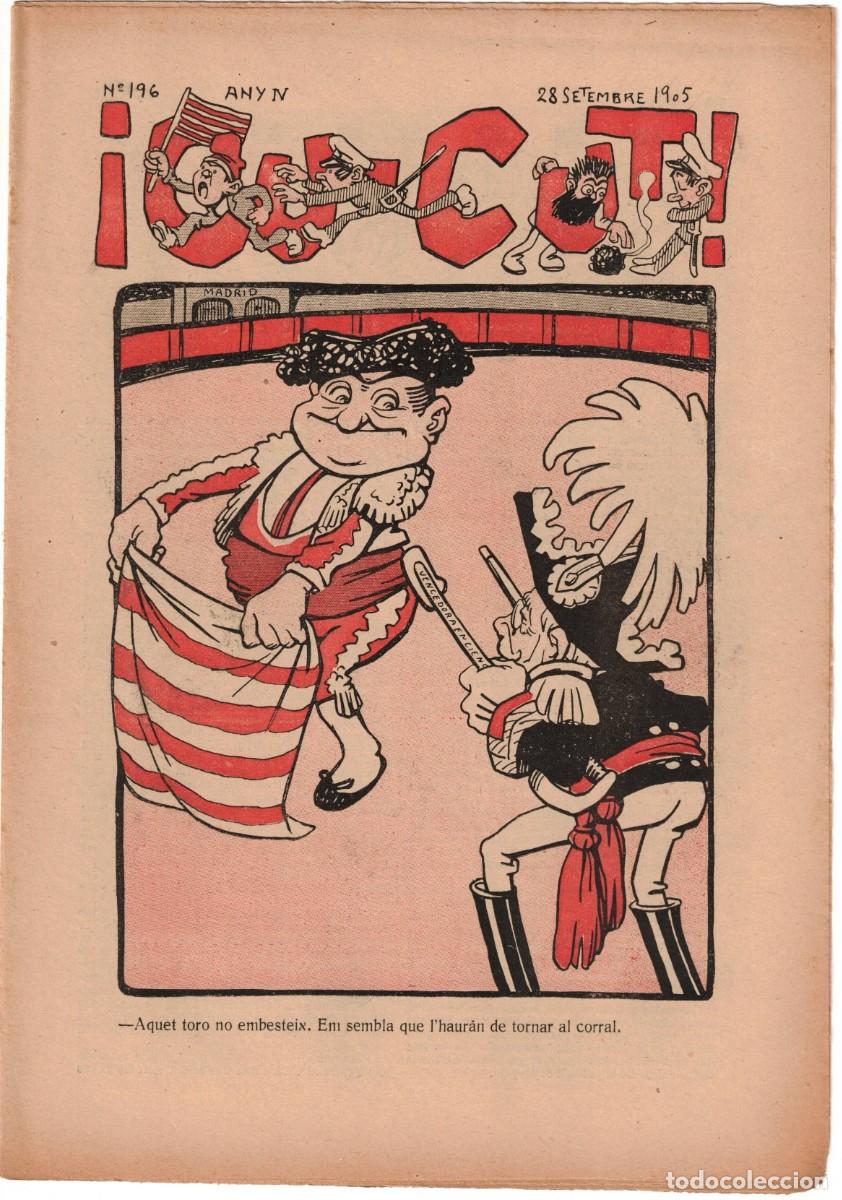 Coleccionismo de revistas y peri&oacute;dicos: &iexcl; CU-CUT ! - Setmanari sat&iacute;ric - n&ordm; 196 - 28 setembre 1905 en Catalan - Opisso, Cornet con vi&ntilde;eta