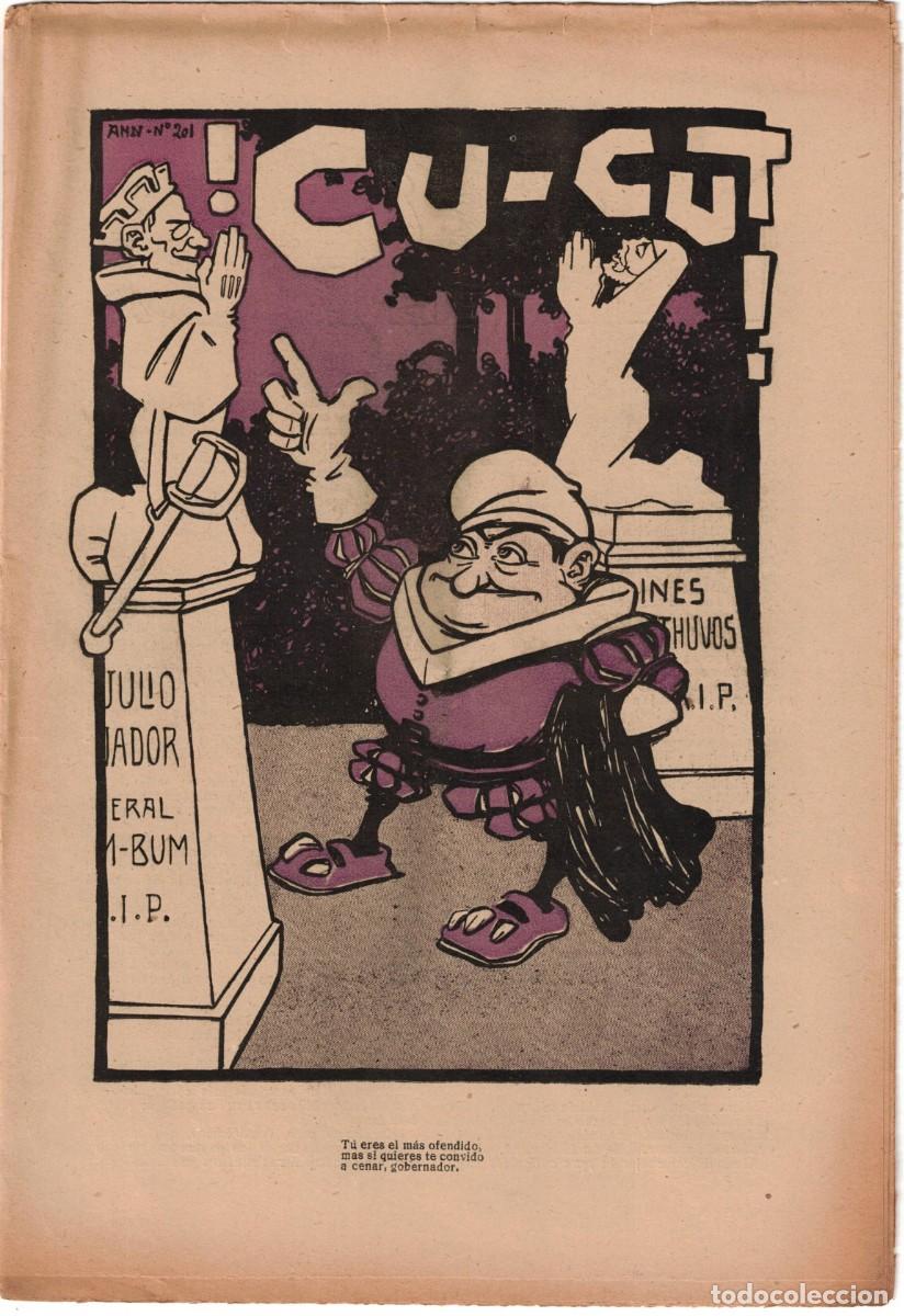 Coleccionismo de revistas y peri&oacute;dicos: &iexcl; CU-CUT ! - Setmanari sat&iacute;ric - n&ordm; 201 - 2 novembre 1905 en Catalan - Opisso, Cornet con vi&ntilde;eta