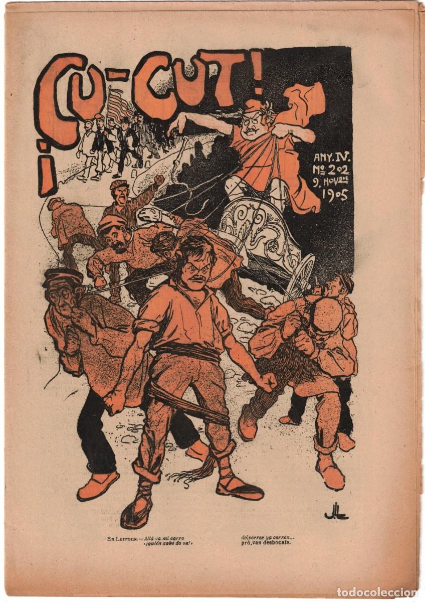 Coleccionismo de revistas y peri&oacute;dicos: &iexcl; CU-CUT ! - Setmanari sat&iacute;ric - n&ordm; 202 - 9 novembre 1905 en Catalan - Opisso, Cornet con vi&ntilde;eta