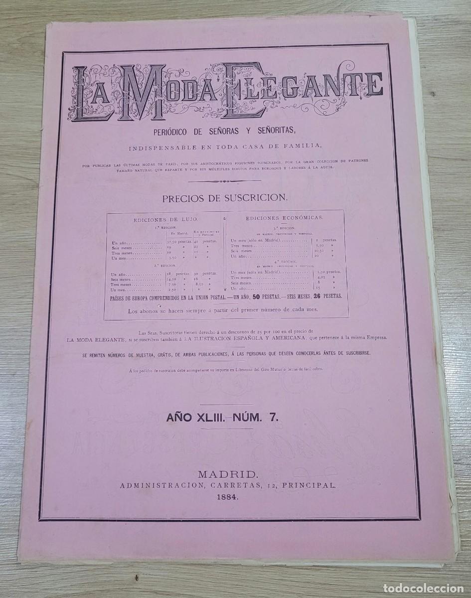 Coleccionismo de revistas y peri&oacute;dicos: LA MODA ELEGANTE 1884 N.7 REVISTA Y PATRONES COSTURA BORDADO