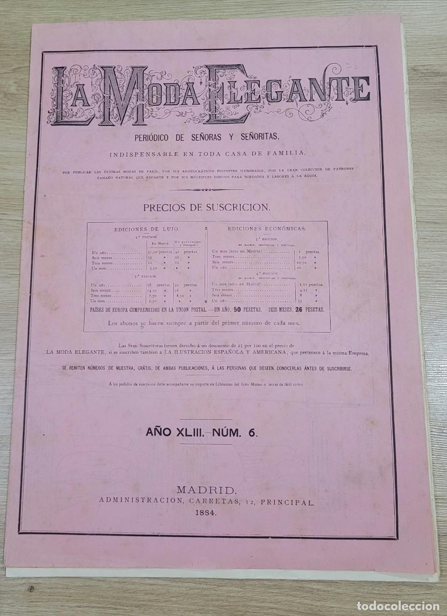 Coleccionismo de revistas y peri&oacute;dicos: REVISTA LA MODA ELEGANTE N.6 MADRID 1884 PATRONES COSTURA Y BORDADO