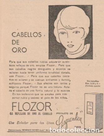 Coleccionismo de revistas y peri&oacute;dicos: Publicidad cosm&eacute;tica: FLOZOR, cabellos de oro - 1933