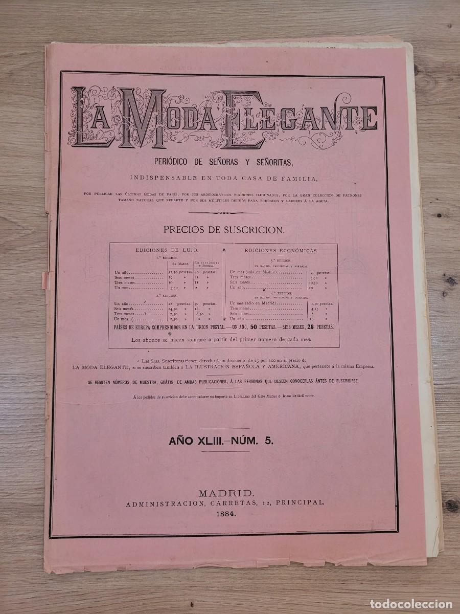 Coleccionismo de revistas y peri&oacute;dicos: REVISTA LA MODA ELEGANTE N.6 MADRID 1884 PATRONES COSTURA Y BORDADO