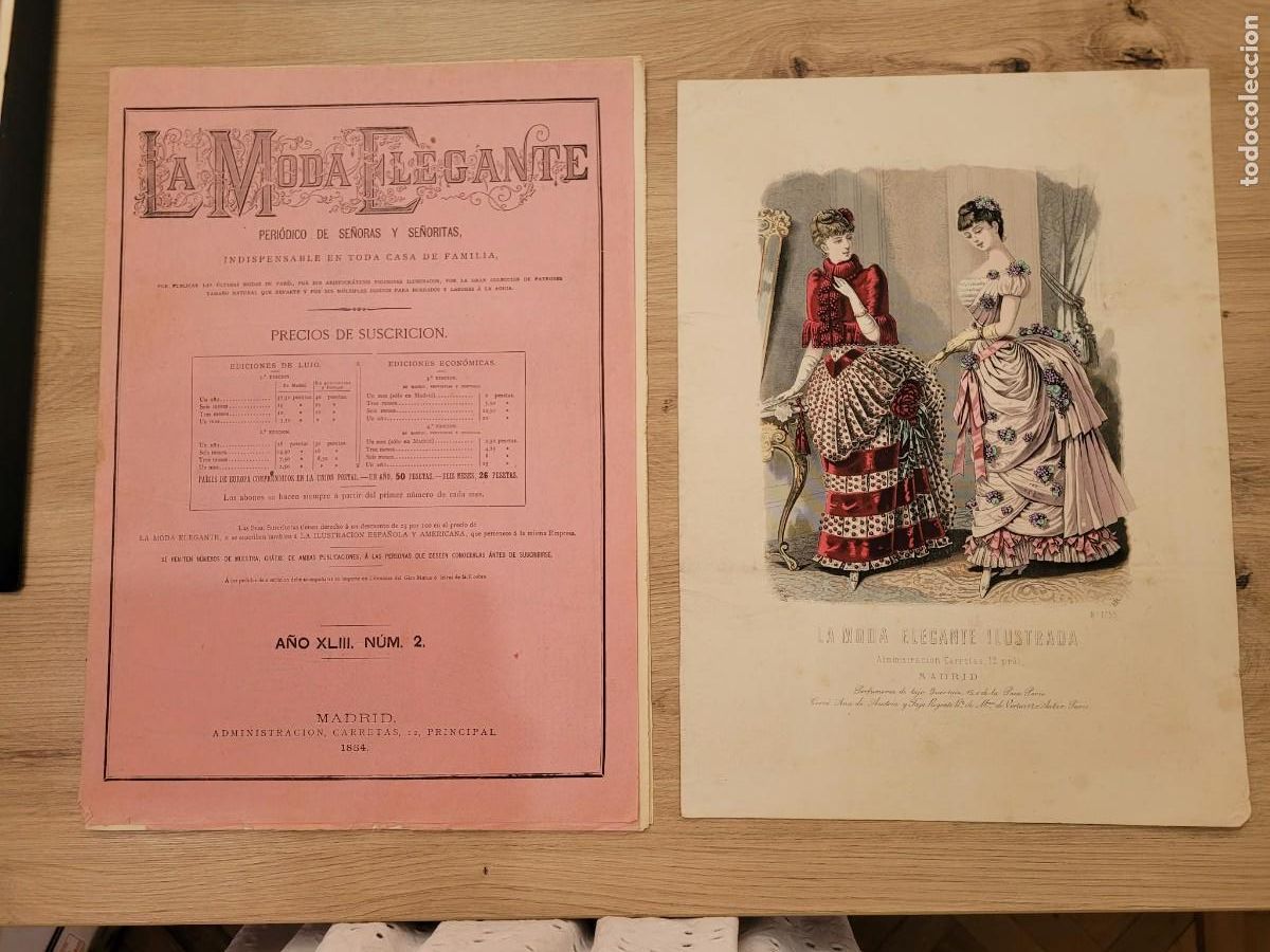 Collection Magazines and Newspapers: REVISTA LA MODA ELEGANTE + 1 LAMINA - N.2 MADRID A&Ntilde;O 1884 PATRONES COSTURA Y BORDADO