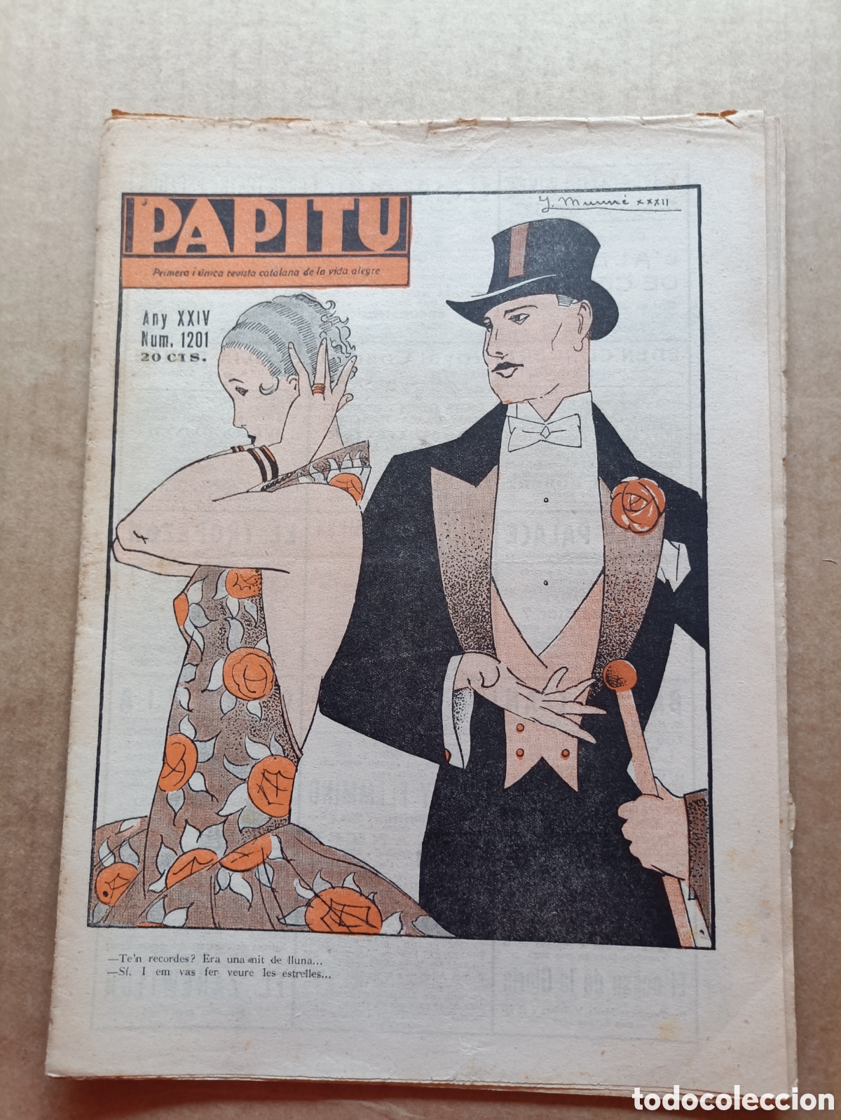 Coleccionismo de revistas y peri&oacute;dicos: Papitu n&ordm; 1201 del 23 de mar&ccedil; de 1932. Primera i &uacute;nica revista de la vida alegre. En bon estat.