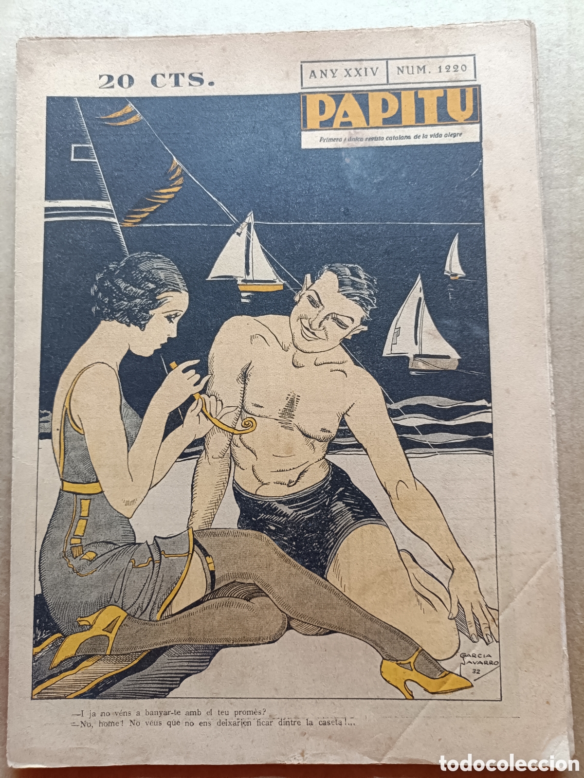 Coleccionismo de revistas y peri&oacute;dicos: Papitu n&ordm; 1220 del 3 d'agost de 1932. Primera i &uacute;nica revista de la vida alegre. En bon estat.