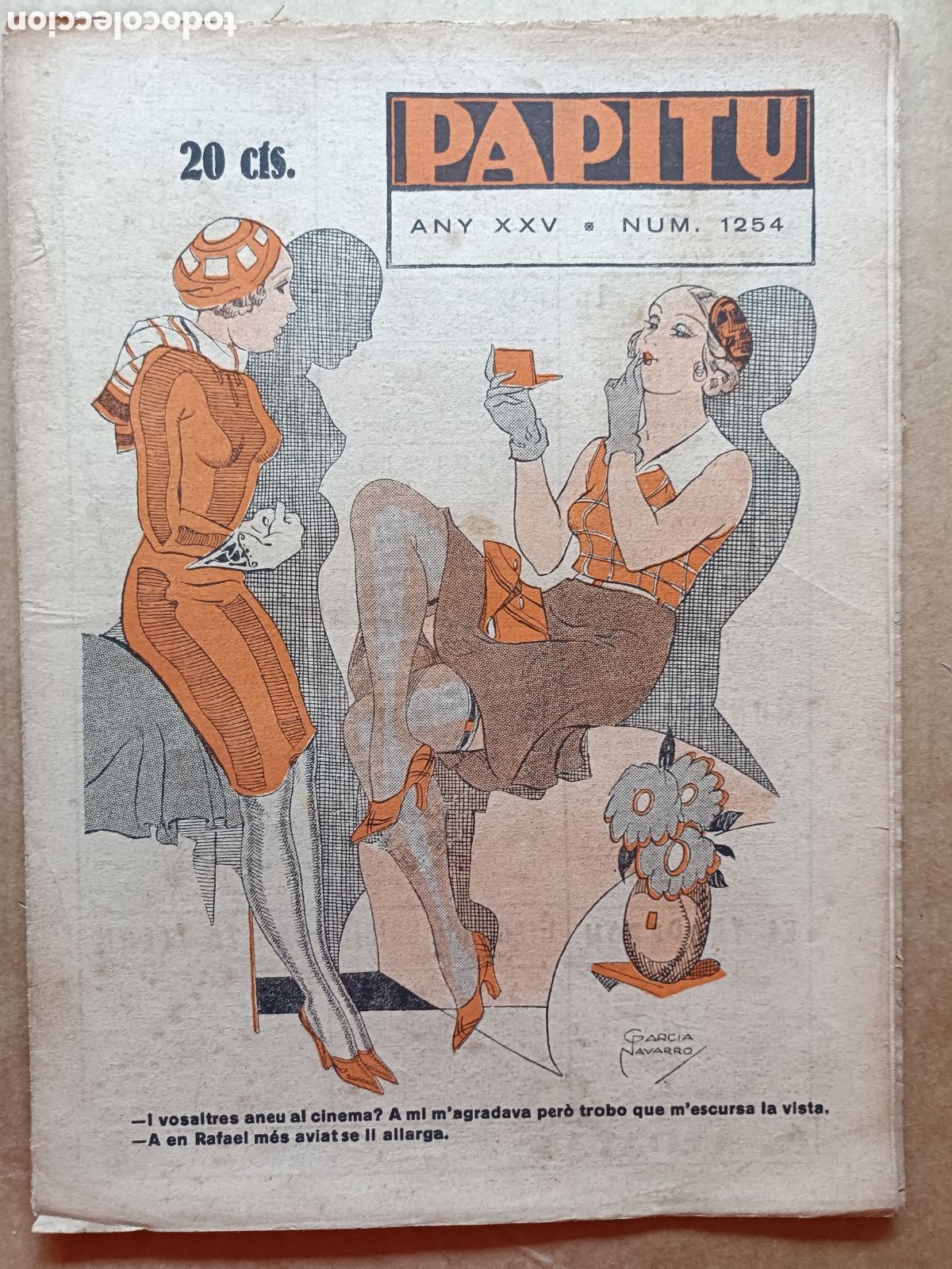 Coleccionismo de revistas y peri&oacute;dicos: Papitu n&ordm; 1254 del 29 de mar&ccedil; de 1933. Primera i &uacute;nica revista de la vida alegre. En bon estat.