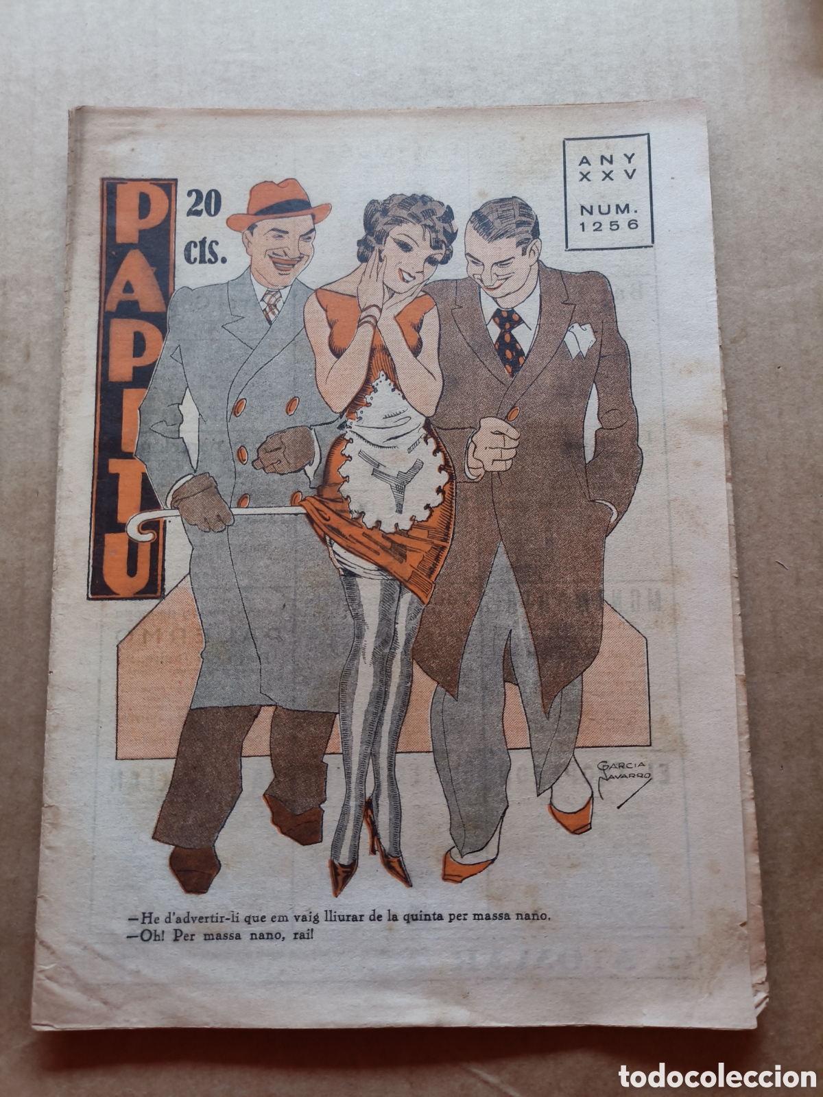 Coleccionismo de revistas y peri&oacute;dicos: Papitu n&ordm; 1256 del 12 d'abril de 1933. Primera i &uacute;nica revista de la vida alegre. En bon estat.