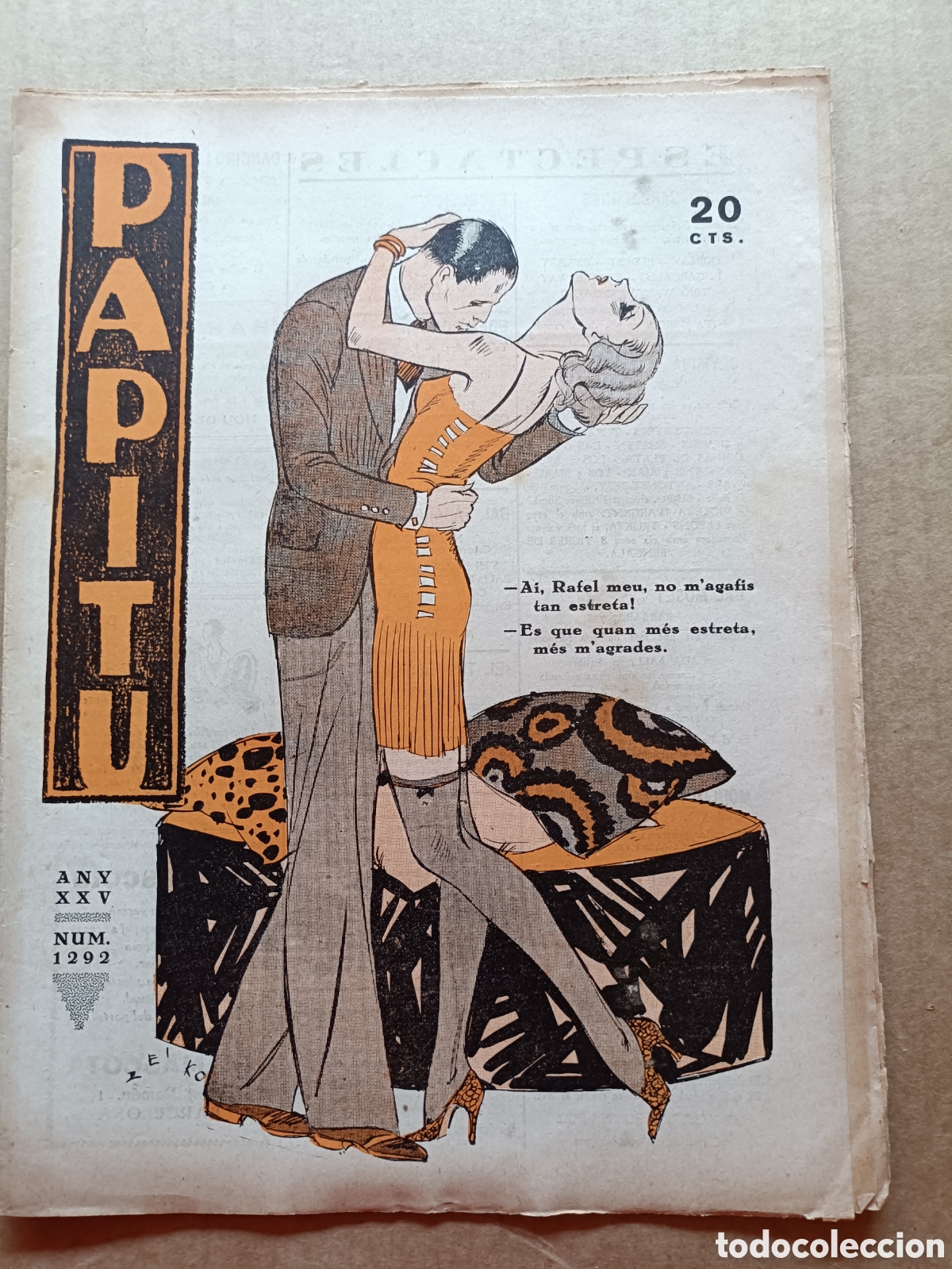 Coleccionismo de revistas y peri&oacute;dicos: Papitu n&ordm; 1292 del 13 de desembre de 1933. Primera i &uacute;nica revista de la vida alegre. En bon estat.
