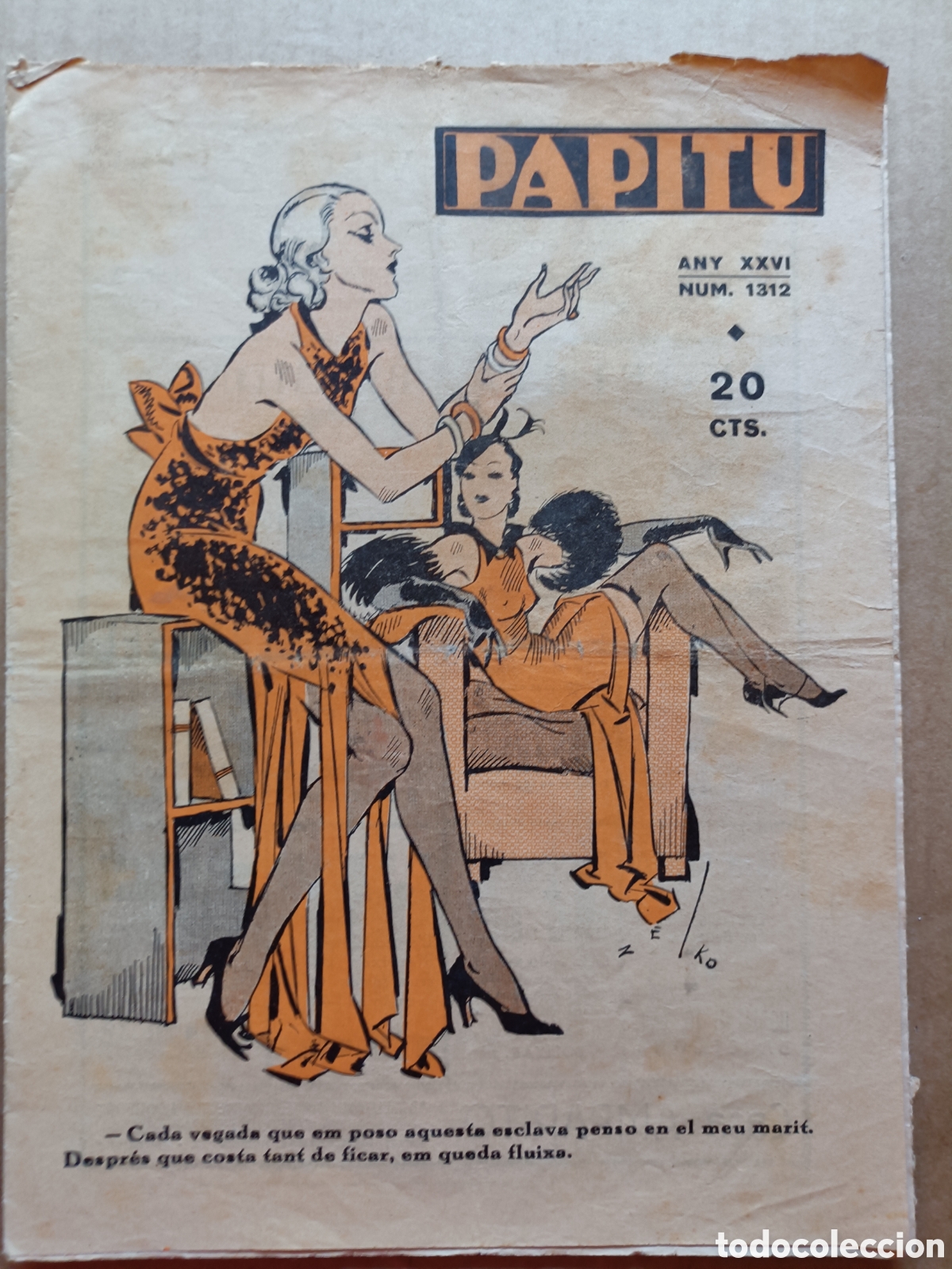 Coleccionismo de revistas y peri&oacute;dicos: Papitu n&ordm; 1312 del 2 de maig de 1934. Primera i &uacute;nica revista de la vida alegre. En bon estat.