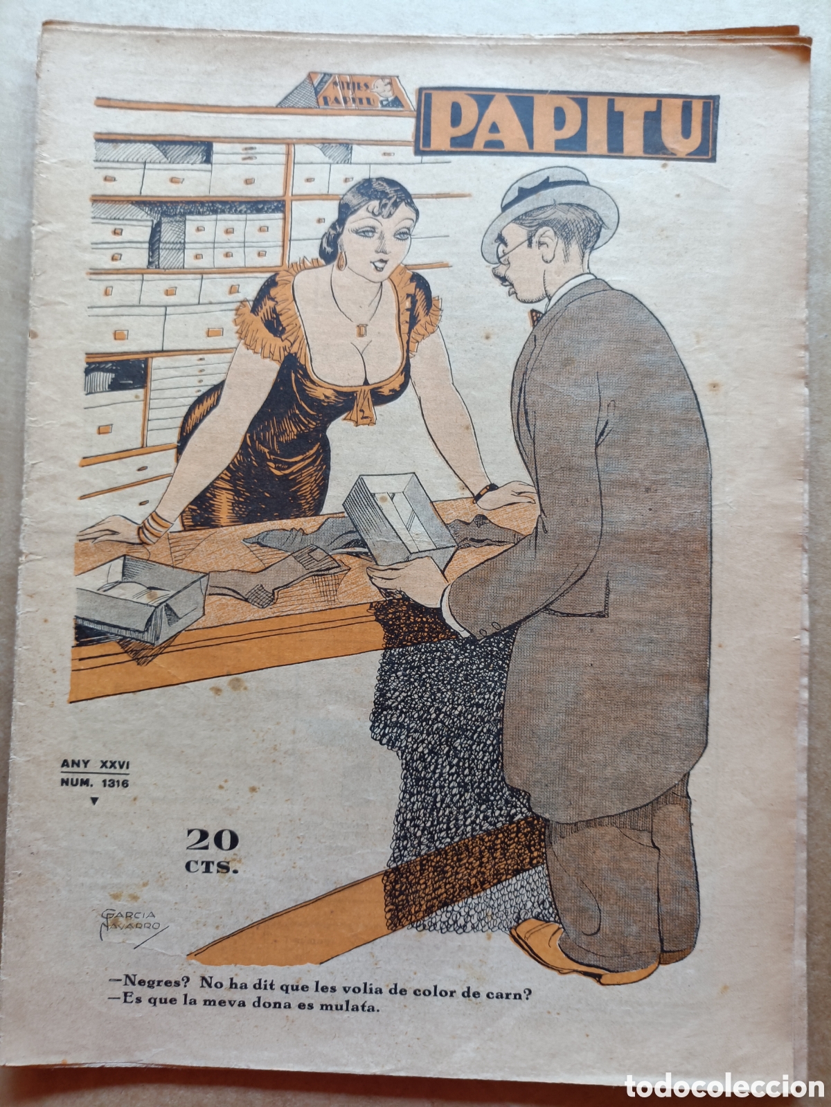 Coleccionismo de revistas y peri&oacute;dicos: Papitu n&ordm; 1316 del 30 de maig de 1934. Primera i &uacute;nica revista de la vida alegre. En bon estat.