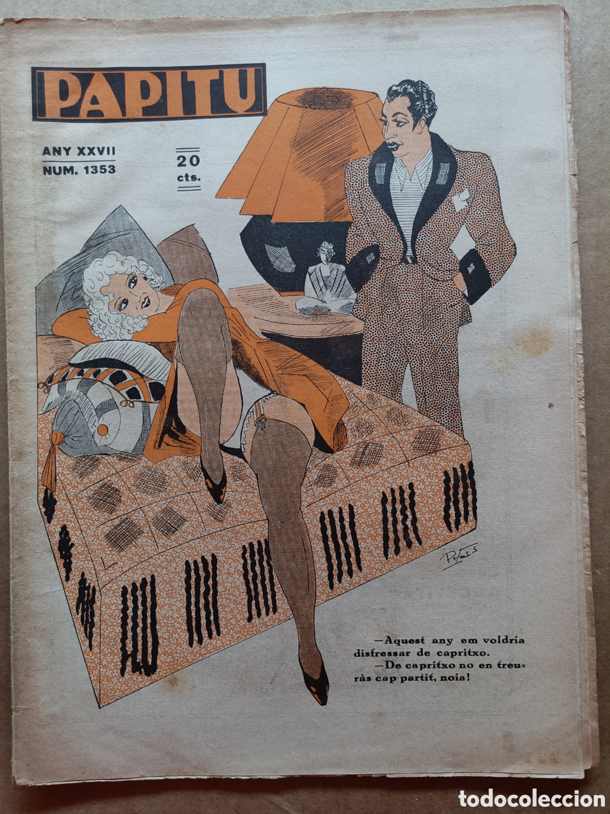 Coleccionismo de revistas y peri&oacute;dicos: Papitu n&ordm; 1353 del 6 de febrer de 1935. Primera i &uacute;nica revista de la vida alegre. En bon estat.
