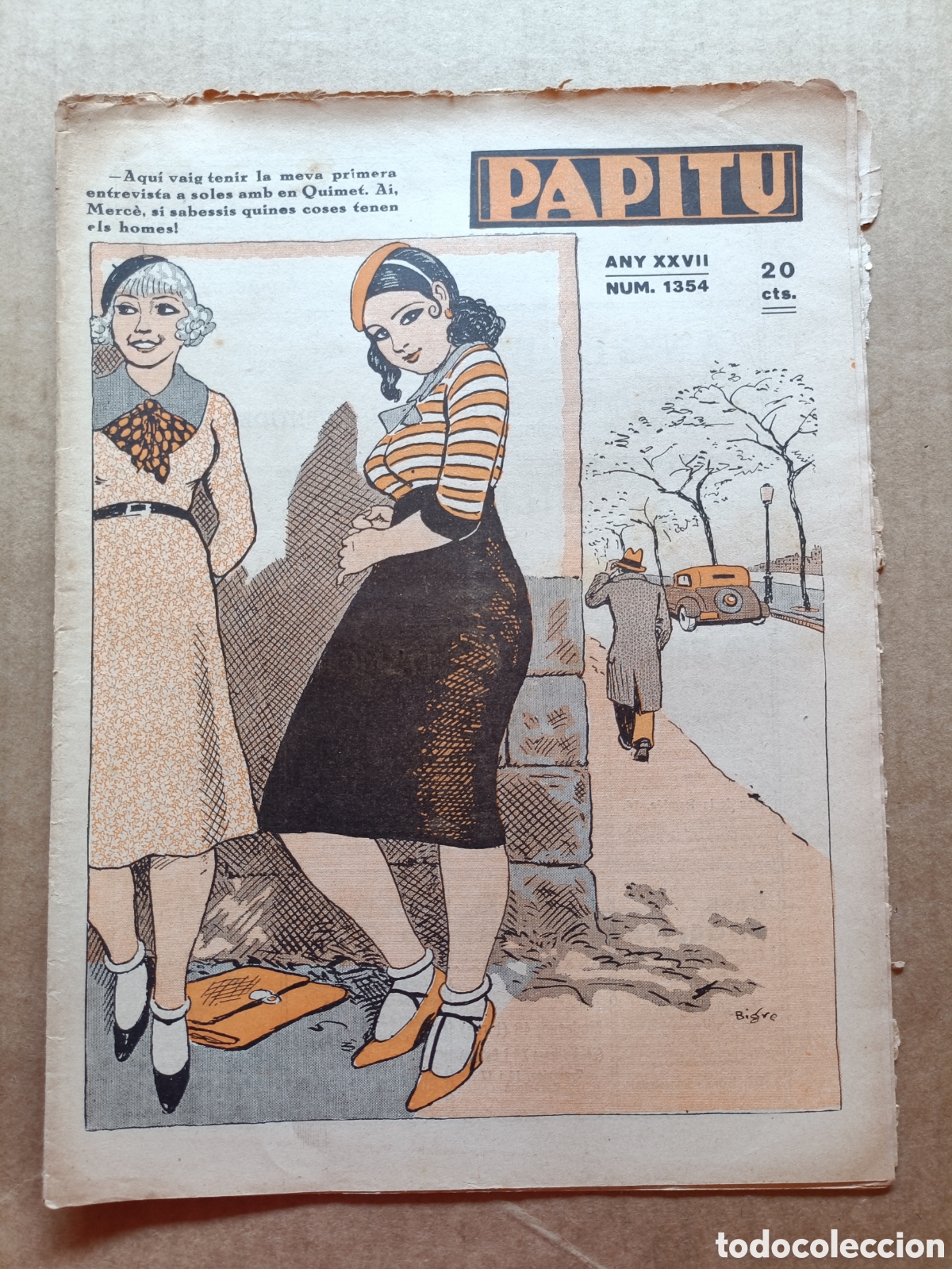 Coleccionismo de revistas y peri&oacute;dicos: Papitu n&ordm; 1354 del 13 de febrer de 1935. Primera i &uacute;nica revista de la vida alegre. En bon estat.