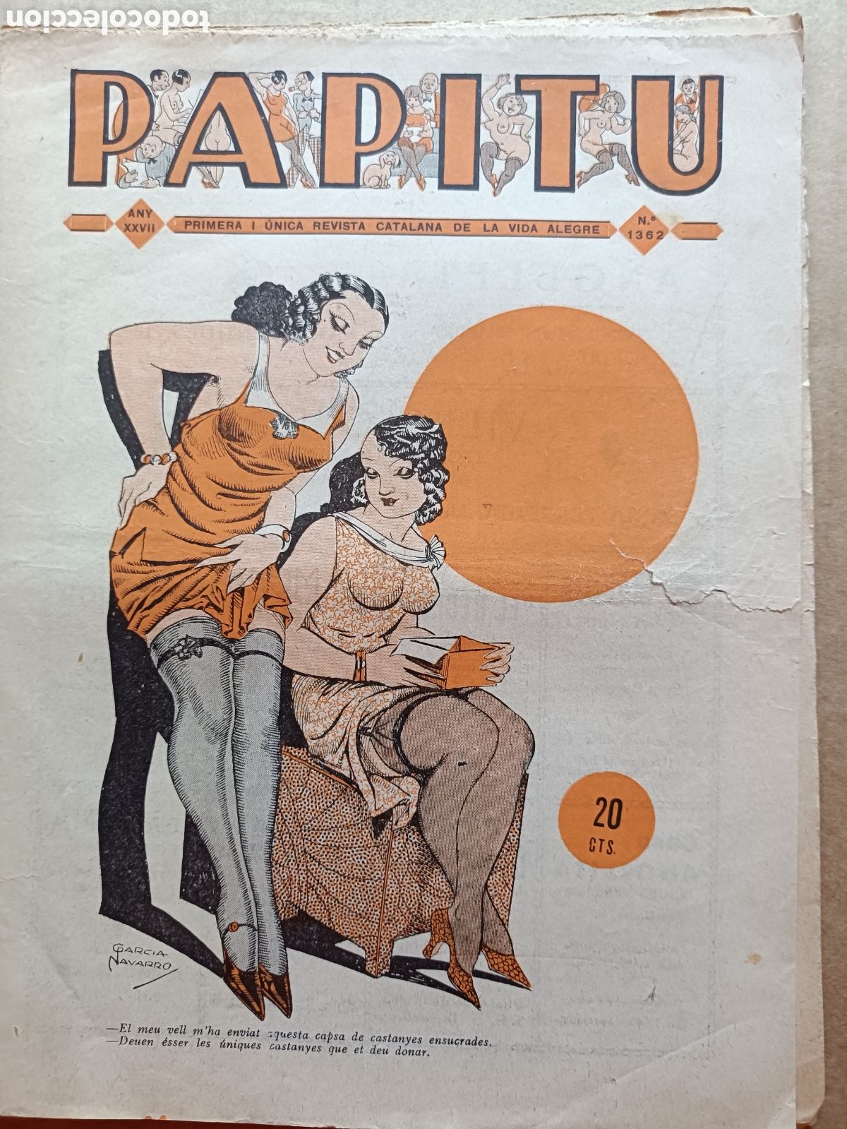 Coleccionismo de revistas y peri&oacute;dicos: Papitu n&ordm; 1362 del 10 d' abril de 1935. Primera i &uacute;nica revista de la vida alegre. En bon estat.
