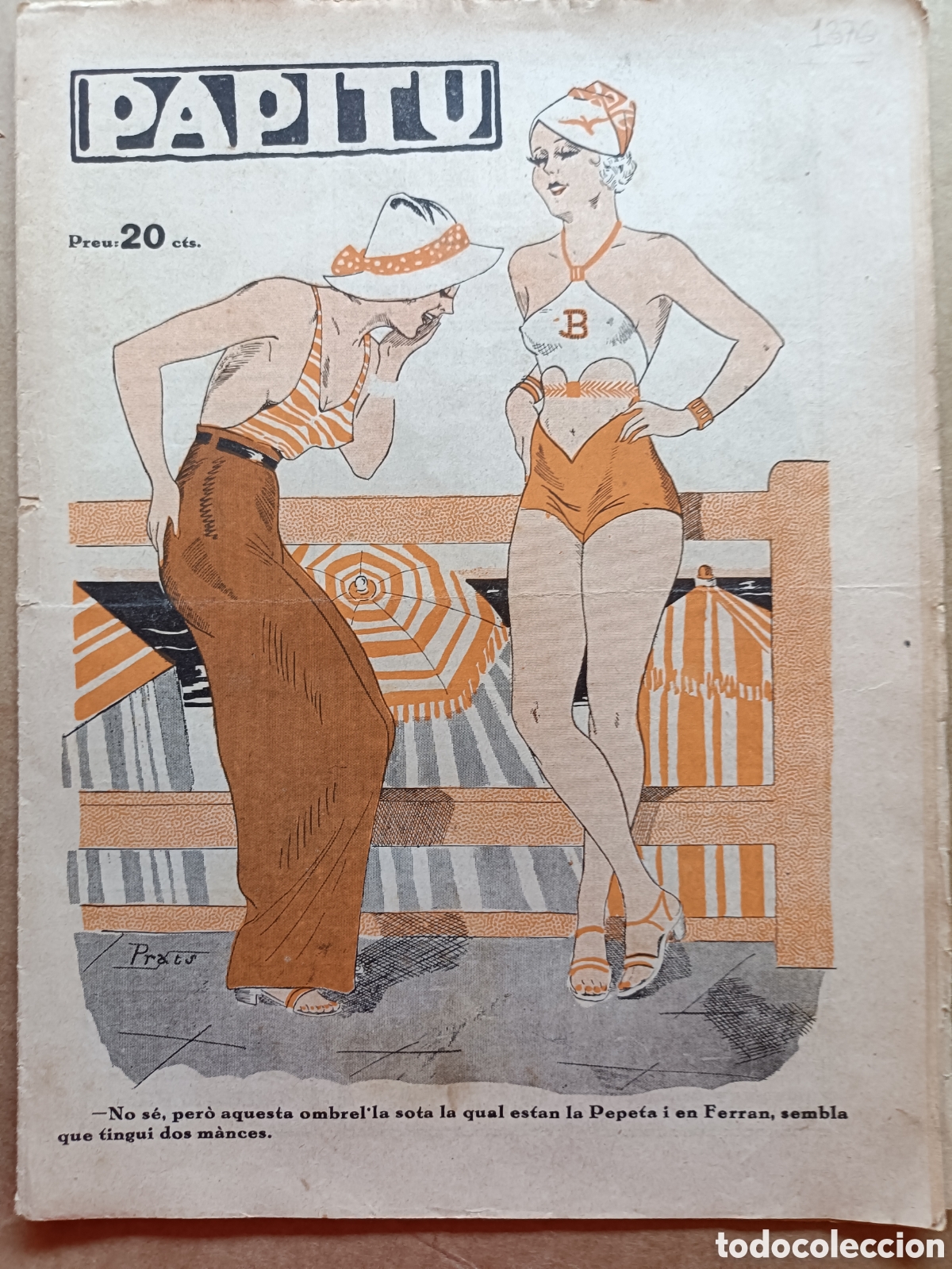Coleccionismo de revistas y peri&oacute;dicos: Papitu n&ordm; 1376 del 17 de juliol de 1935. Primera i &uacute;nica revista de la vida alegre. En bon estat.