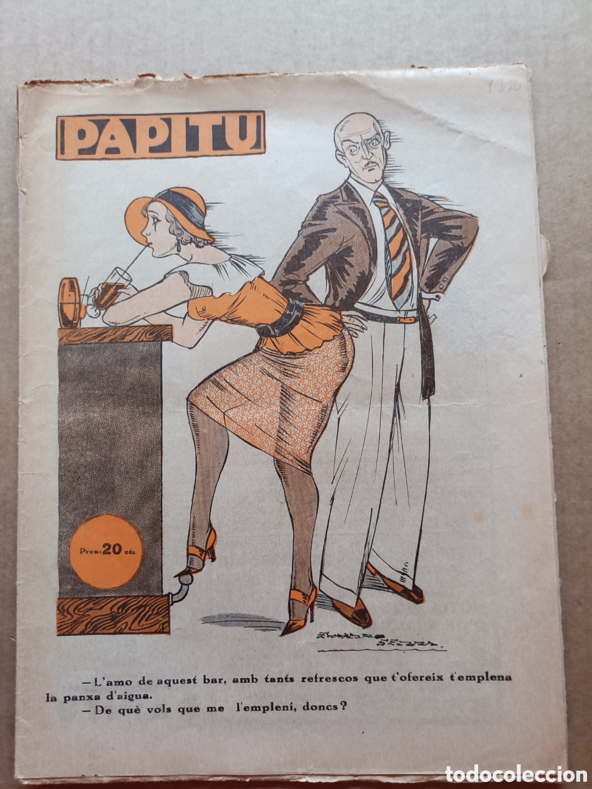 Coleccionismo de revistas y peri&oacute;dicos: Papitu n&ordm; 1380 del 14 d'agost de 1935. Primera i &uacute;nica revista de la vida alegre. En bon estat.