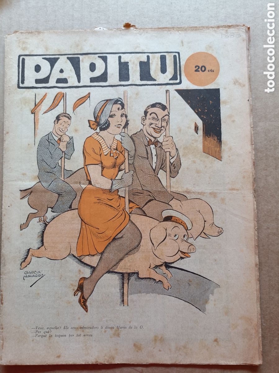 Coleccionismo de revistas y peri&oacute;dicos: Papitu n&ordm; 1388 del 9 d'octubre de 1935. Primera i &uacute;nica revista de la vida alegre. En bon estat.
