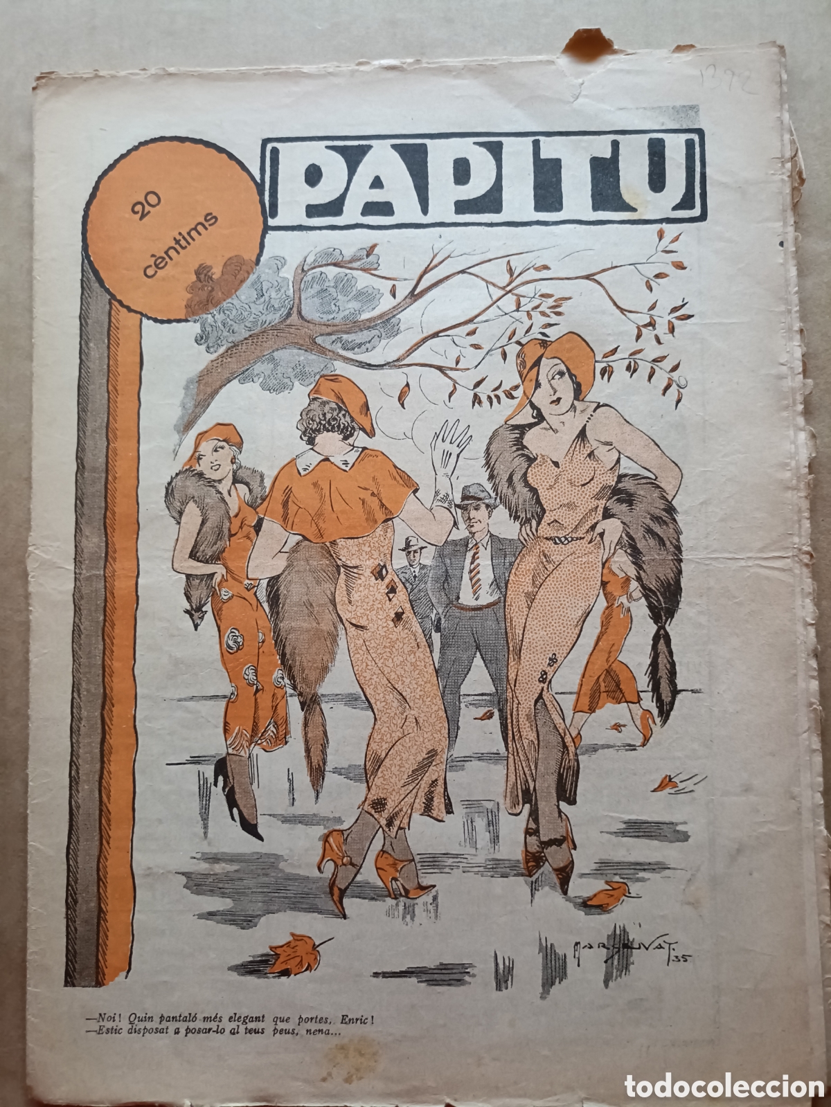 Coleccionismo de revistas y peri&oacute;dicos: Papitu n&ordm; 1392 del 6 de novembre de 1935. Primera i &uacute;nica revista de la vida alegre. En bon estat.