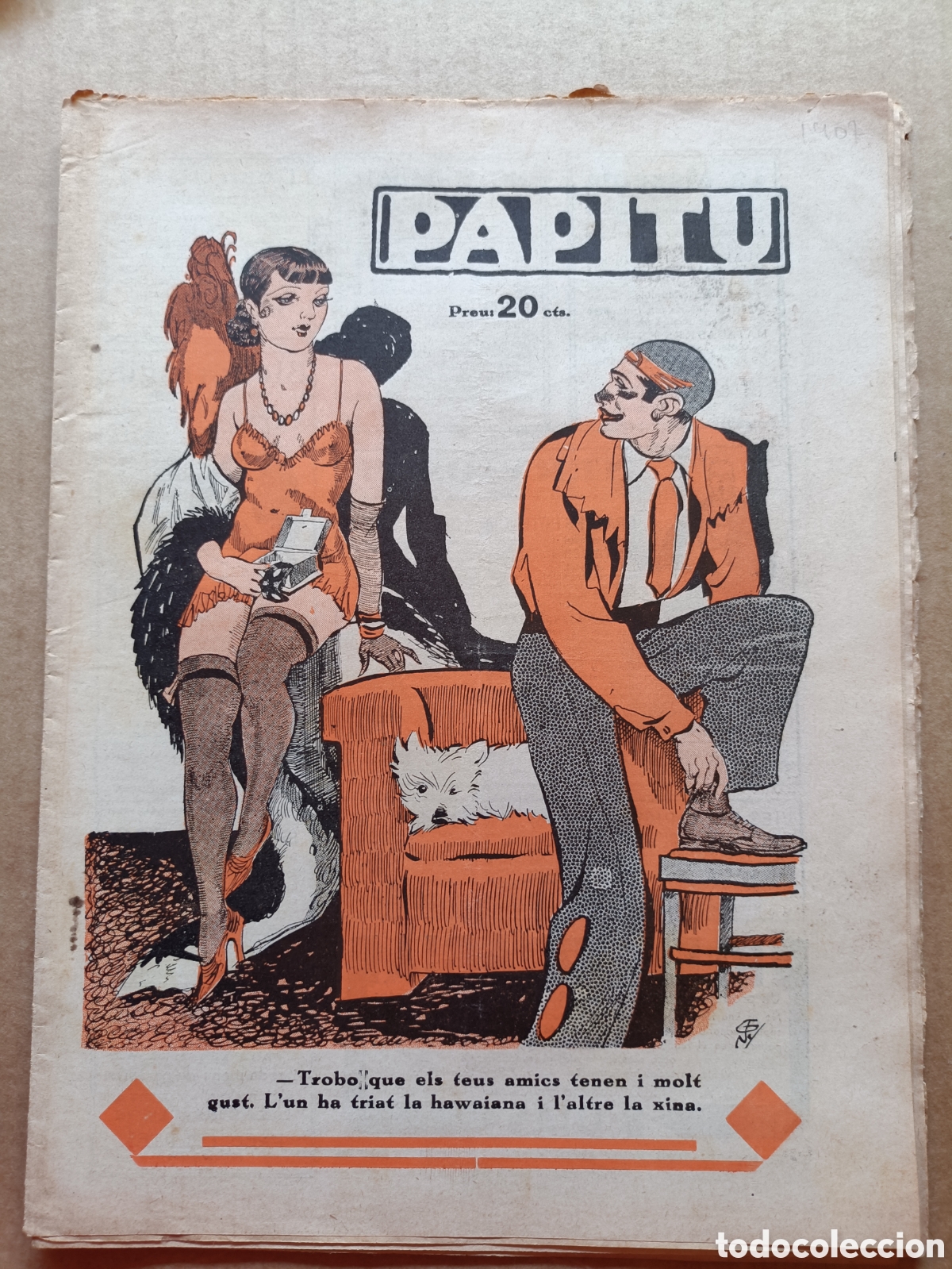 Coleccionismo de revistas y peri&oacute;dicos: Papitu n&ordm; 1407 del 19 de febrer de 1936.Primera i &uacute;nica revista de la vida alegre. En bon estat.
