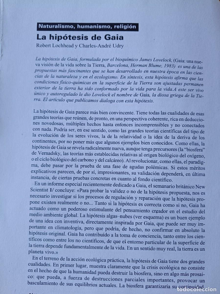 Coleccionismo de revistas y peri&oacute;dicos: LA HIP&Oacute;TESIS DE GAIA. NATURALISMO, HUMANISMO, RELIGI&Oacute;N. 6 PAGINAS DE REVISTA VIENTO SUR 1992
