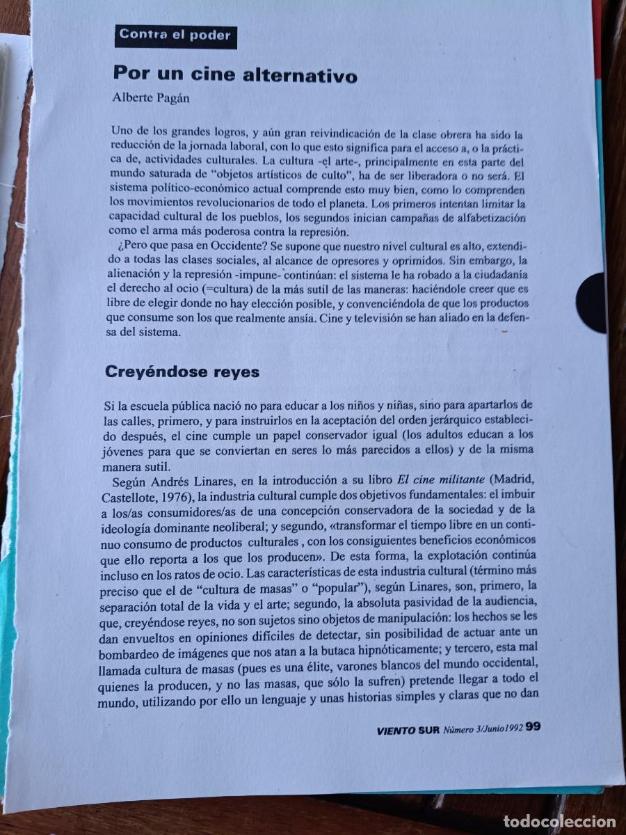 Coleccionismo de revistas y peri&oacute;dicos: POR UN CINE ALTERNATIVO CONTRA EL PODER. 6 PAGINAS DE REVISTA VIENTO SUR 1992