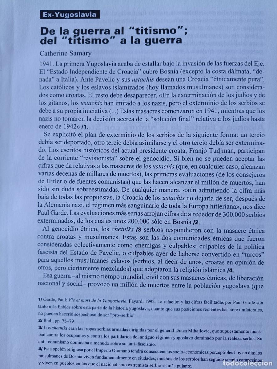 Coleccionismo de revistas y peri&oacute;dicos: HISTORIA DE YUGOSLAVIA II GUERRA MUNDIAL, TITO, DISGREGACI&Oacute;N. 10 PAGINAS DE REVISTA VIENTO SUR 1992