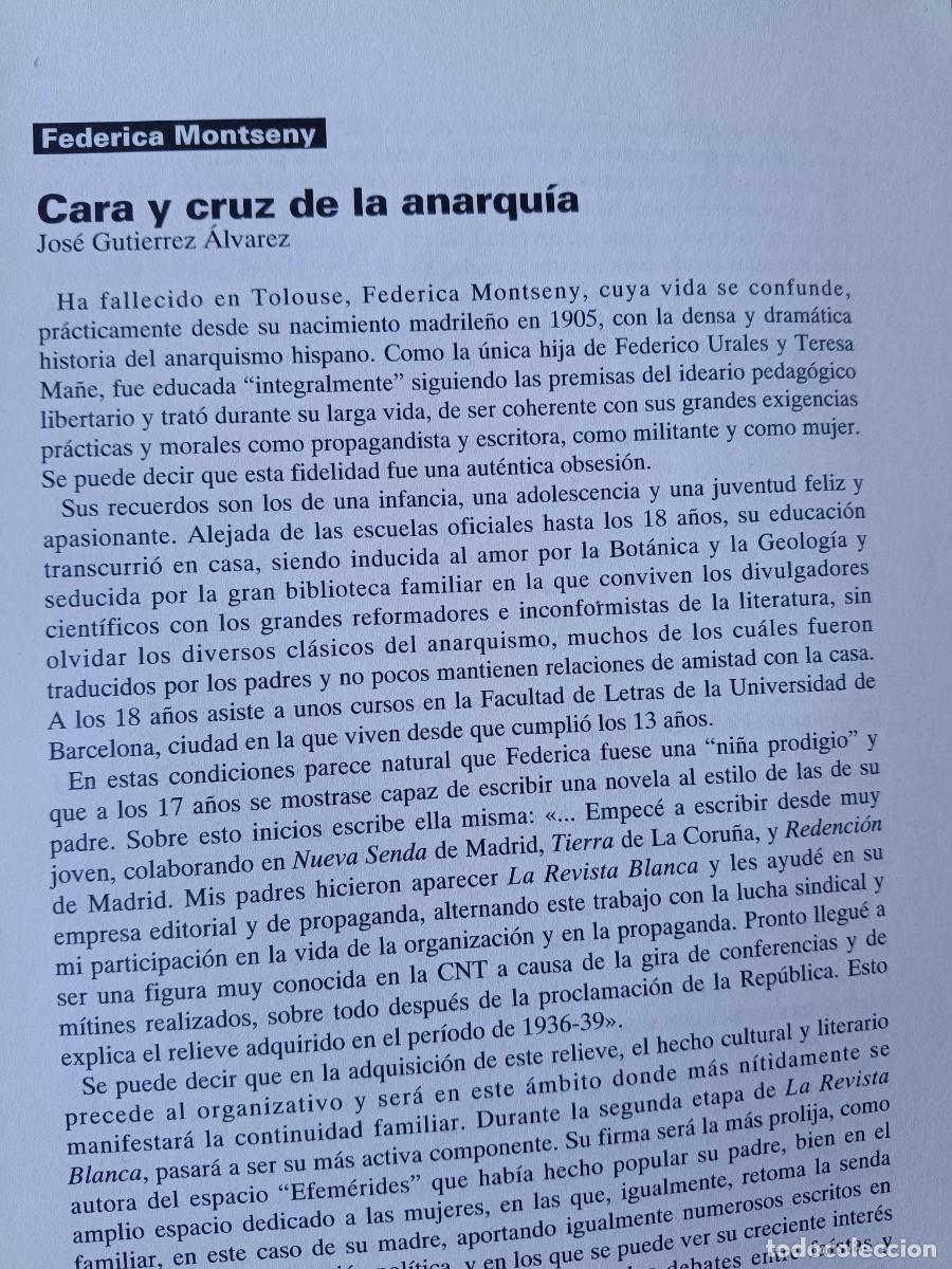 Coleccionismo de revistas y peri&oacute;dicos: FEDERICA MONTSENY, CARA Y CRUZ DE LA ANARQU&Iacute;A. 9 P&Aacute;GINAS DE REVISTA VIENTO SUR 1994