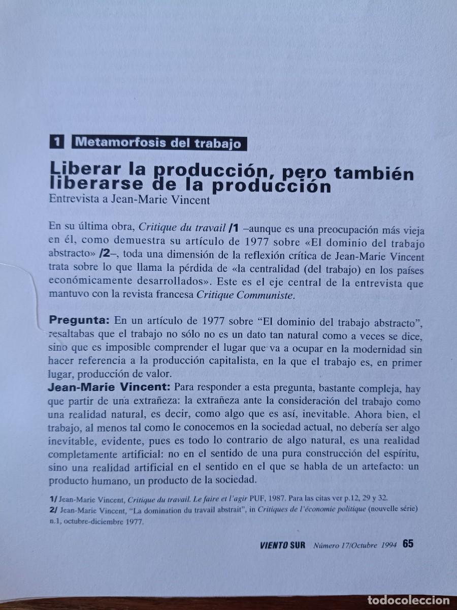 Coleccionismo de revistas y peri&oacute;dicos: CAMBIOS EN EL TRABAJO, GORZ, WEBER, TOYOTISMO. 33 P&Aacute;GINAS DE REVISTA VIENTO SUR 1994