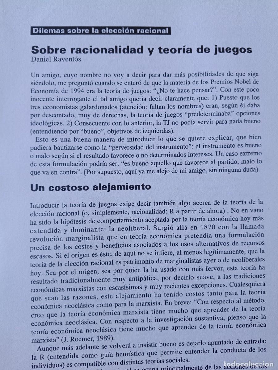 Coleccionismo de revistas y peri&oacute;dicos: SOBRE LA RACIONALIDAD Y LA TEOR&Iacute;A DE JUEGOS. 8 P&Aacute;GS. DE REVISTA VIENTO SUR 1995