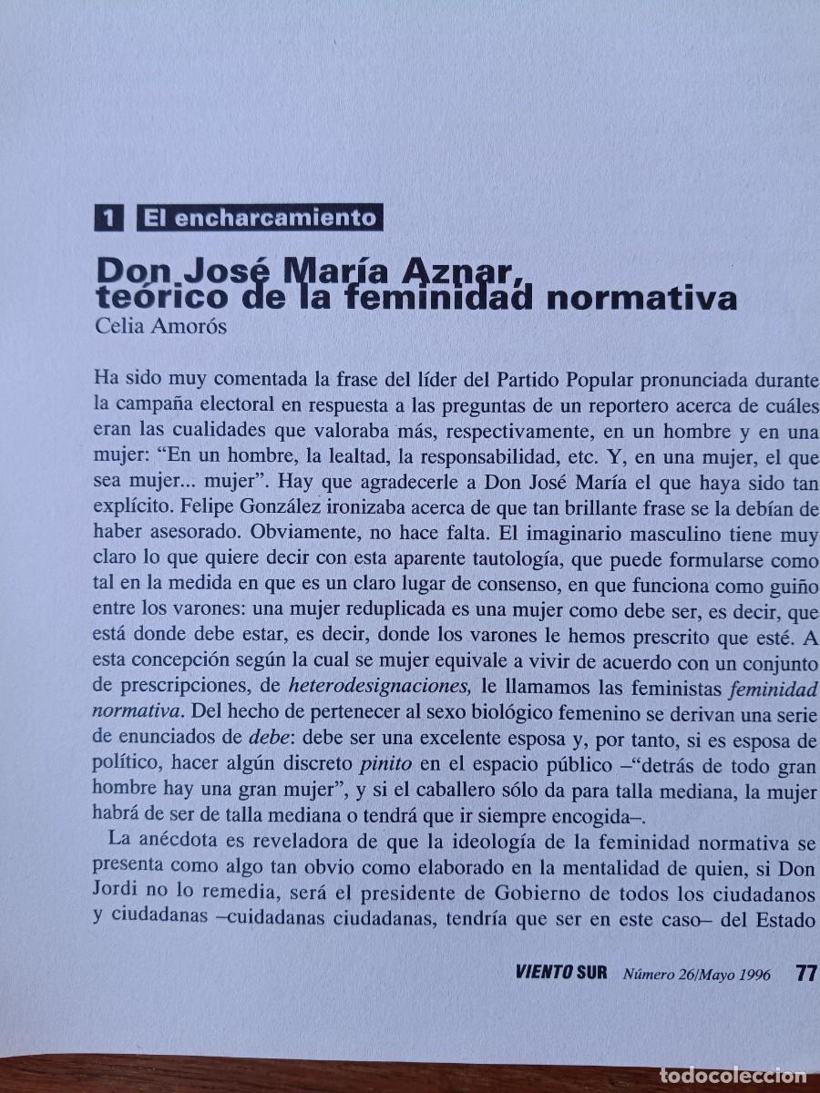 Coleccionismo de revistas y peri&oacute;dicos: AZNAR, EL PP Y FEMINIDAD NORMATIVA. 5 P&Aacute;GS. DE VIENTO SUR 1996