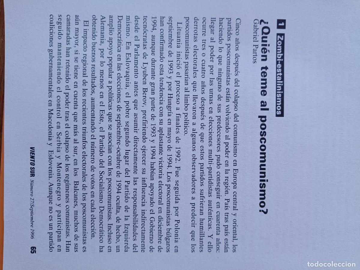 Coleccionismo de revistas y peri&oacute;dicos: PARTIDOS COMUNISTAS EN RUSIA Y EUROPA DEL ESTE TRAS CA&Iacute;DA DEL MURO. 38 P&Aacute;GS. REVISTA VIENTO SUR 1996