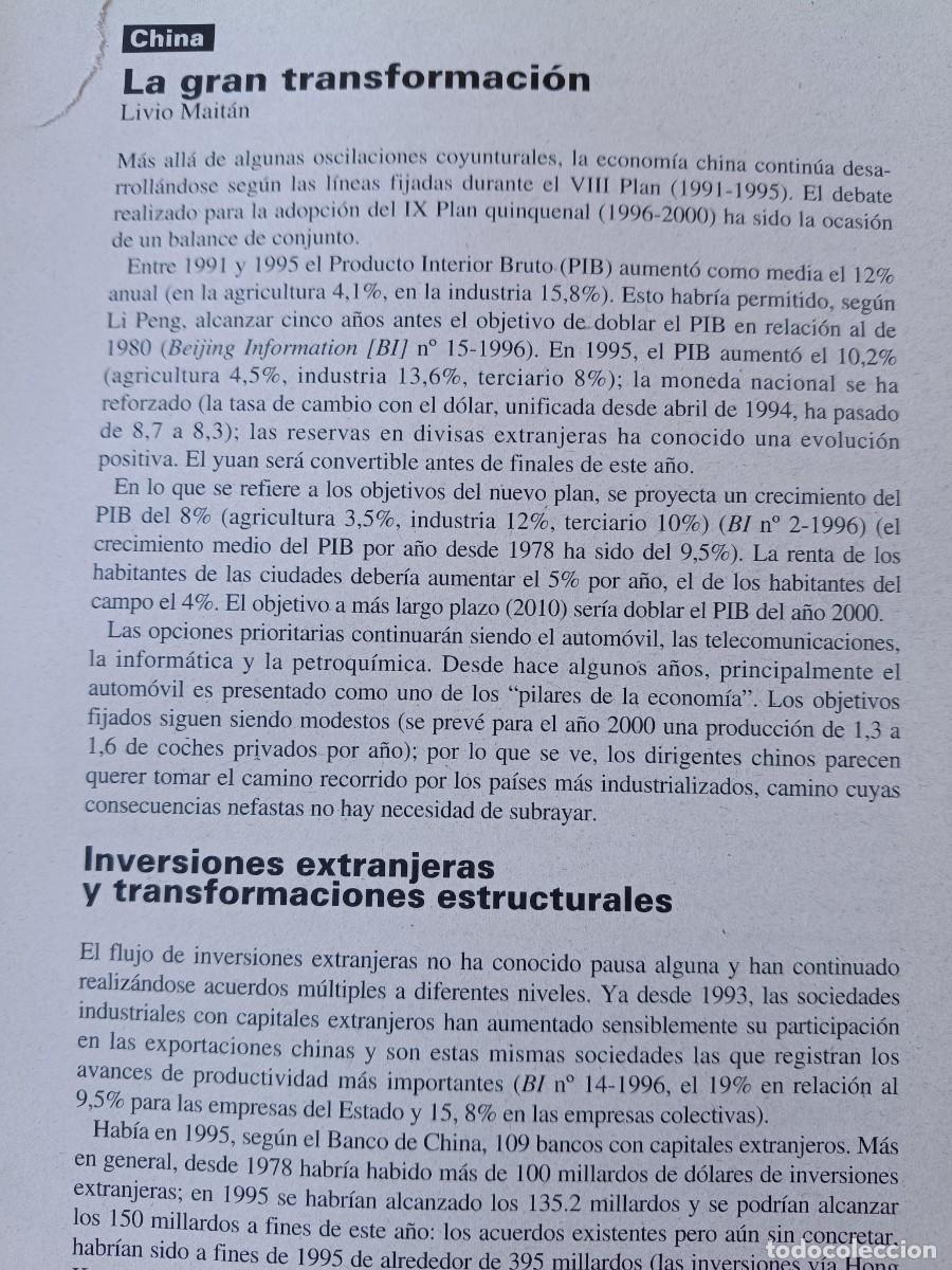 Coleccionismo de revistas y peri&oacute;dicos: CHINA: LA GRAN TRANSFORMACI&Oacute;N Y TENSIONES INTERNAS. 8 P&Aacute;GS. DE REVISTA VIENTO SUR 1996