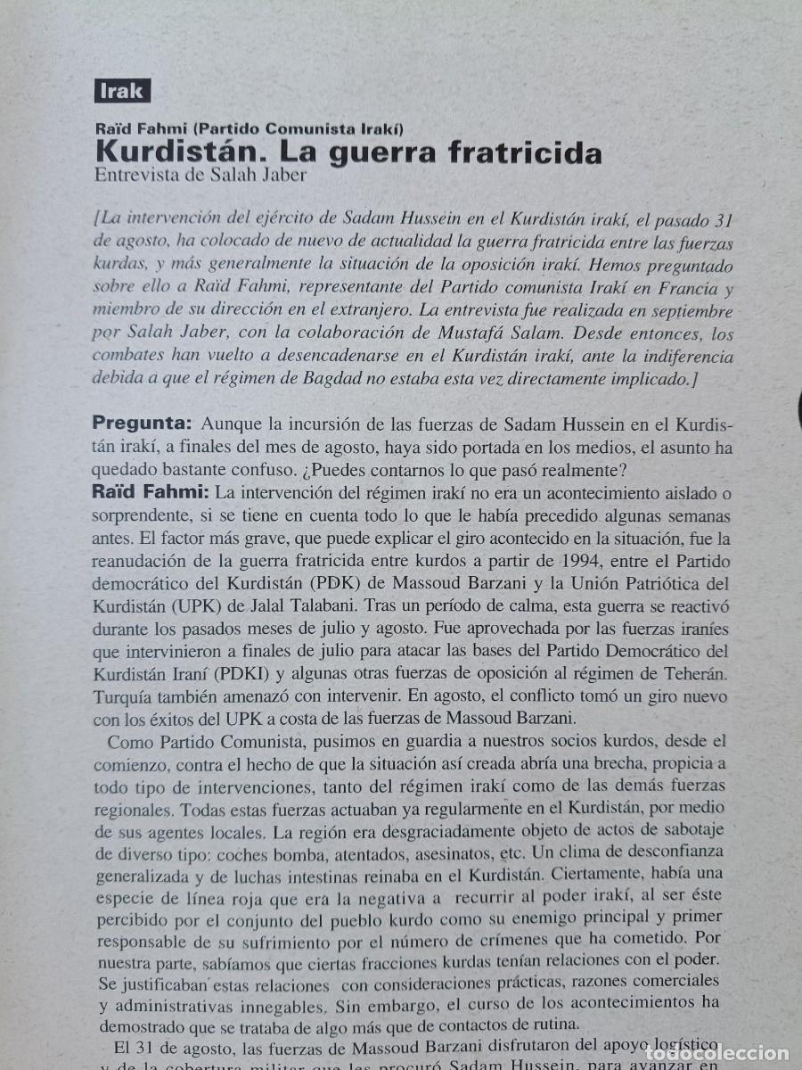 Coleccionismo de revistas y peri&oacute;dicos: KURDIST&Aacute;N, GUERRA FRATRICIDA. INTERVENCI&Oacute;N DE IRAK, IRAN Y TURQUIA 9 P&Aacute;GS DE REVISTA VIENTO SUR 1996